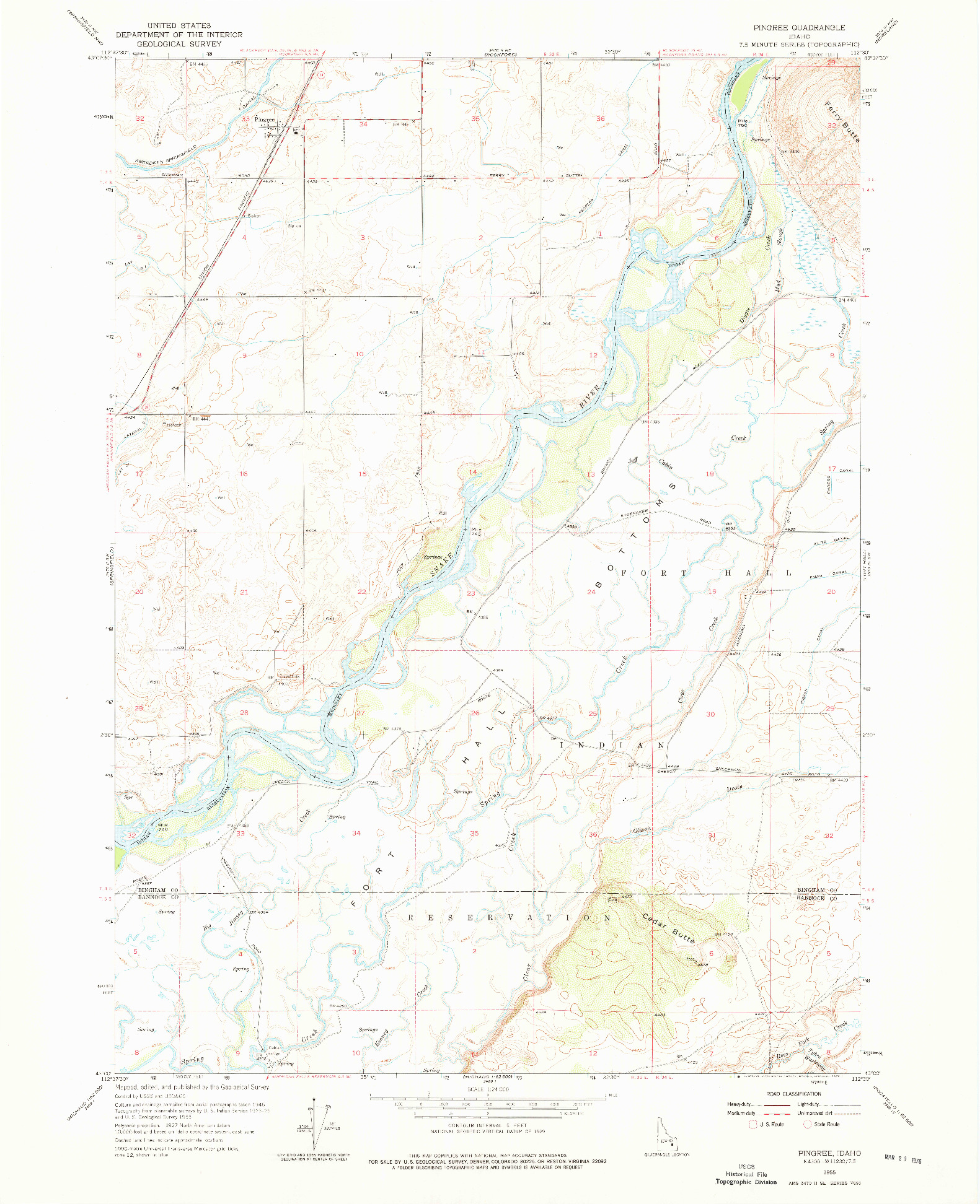 USGS 1:24000-SCALE QUADRANGLE FOR PINGREE, ID 1955