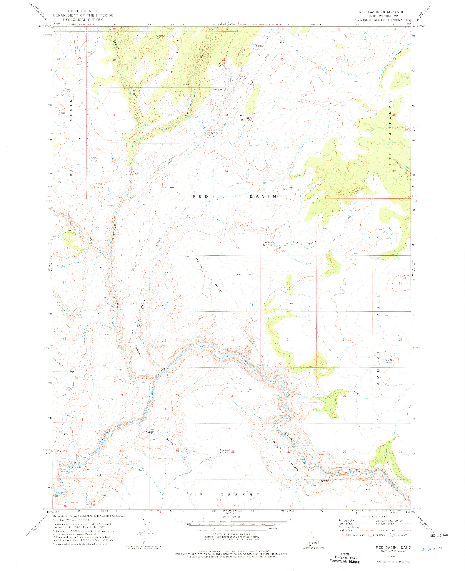 USGS 1:24000-SCALE QUADRANGLE FOR RED BASIN, ID 1973