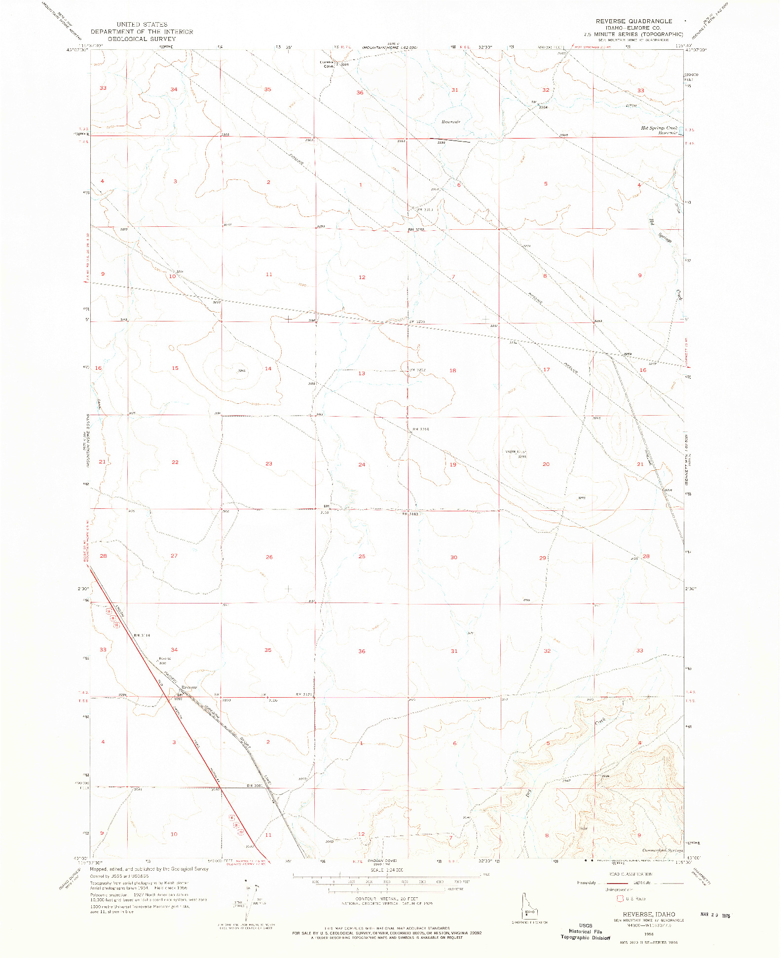 USGS 1:24000-SCALE QUADRANGLE FOR REVERSE, ID 1956