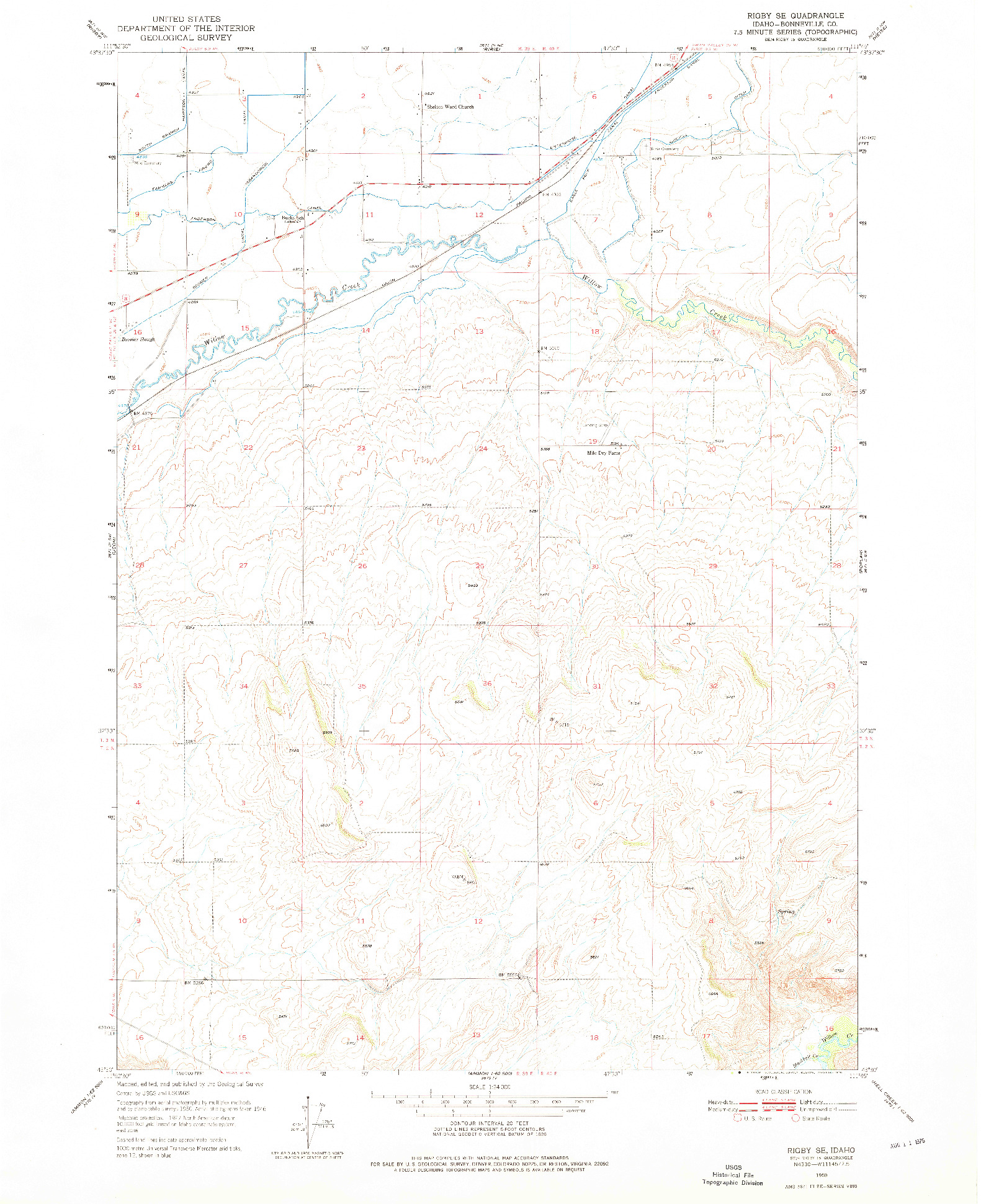 USGS 1:24000-SCALE QUADRANGLE FOR RIGBY SE, ID 1950