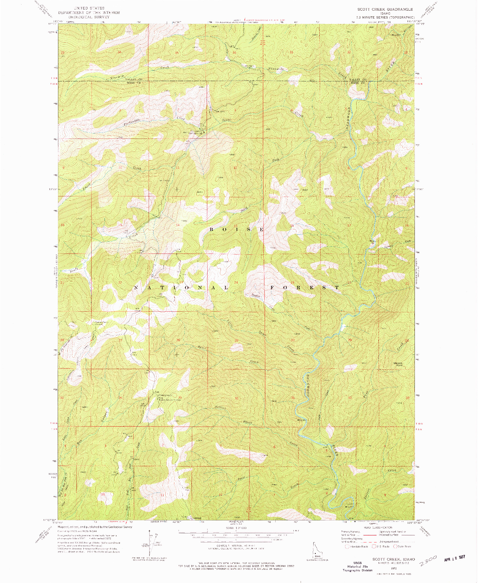 USGS 1:24000-SCALE QUADRANGLE FOR SCOTT CREEK, ID 1972