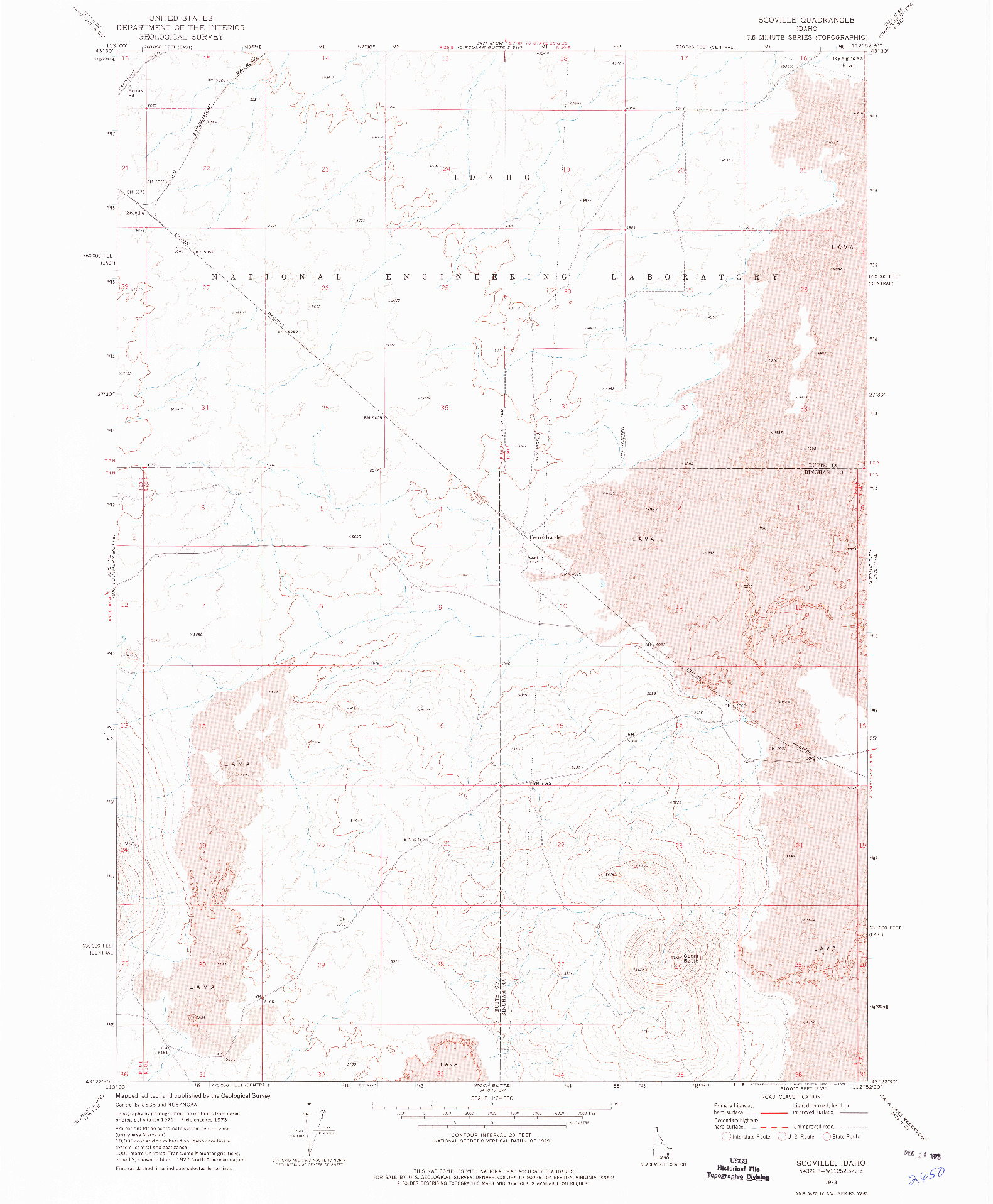 USGS 1:24000-SCALE QUADRANGLE FOR SCOVILLE, ID 1973