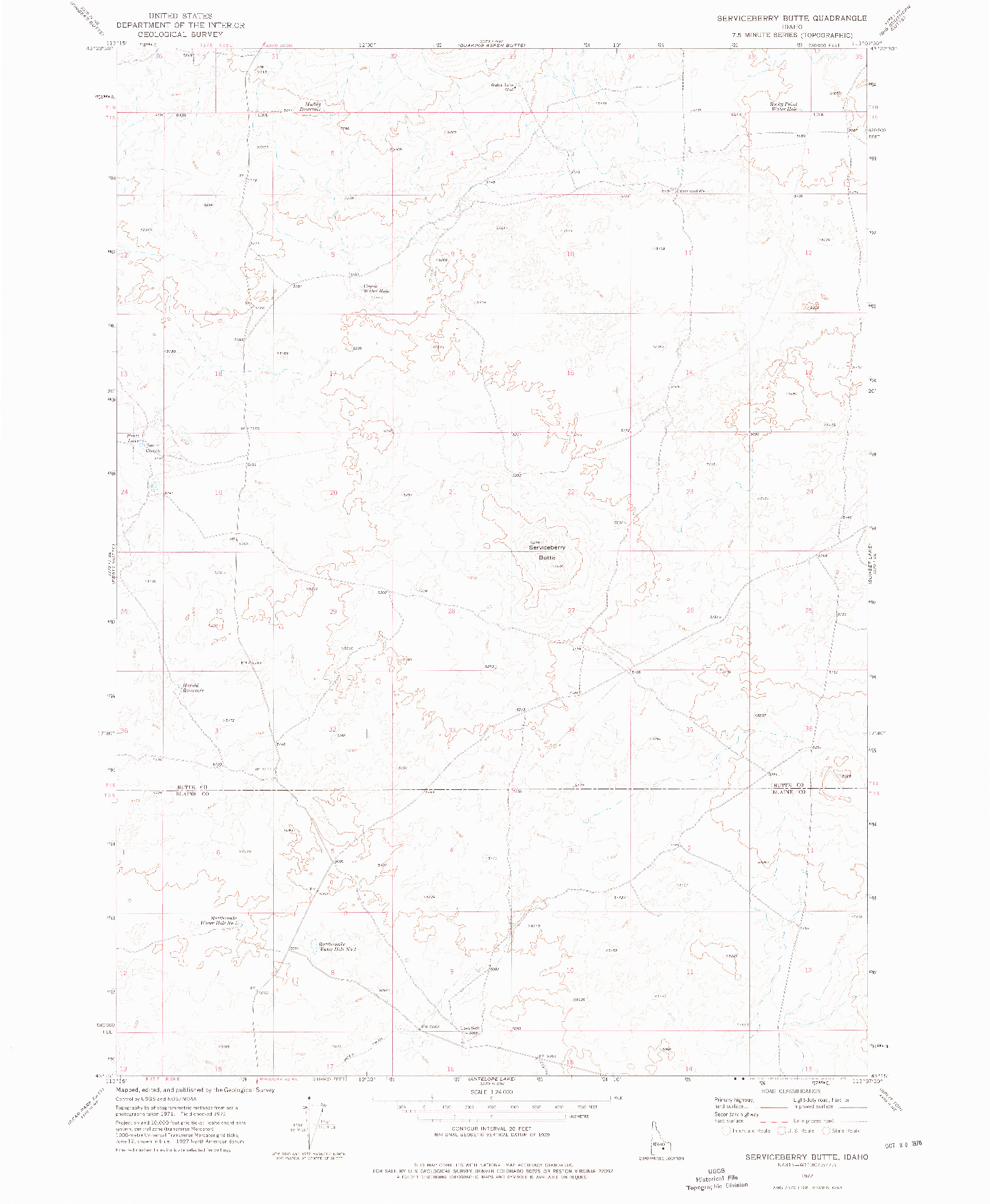 USGS 1:24000-SCALE QUADRANGLE FOR SERVICEBERRY BUTTE, ID 1972