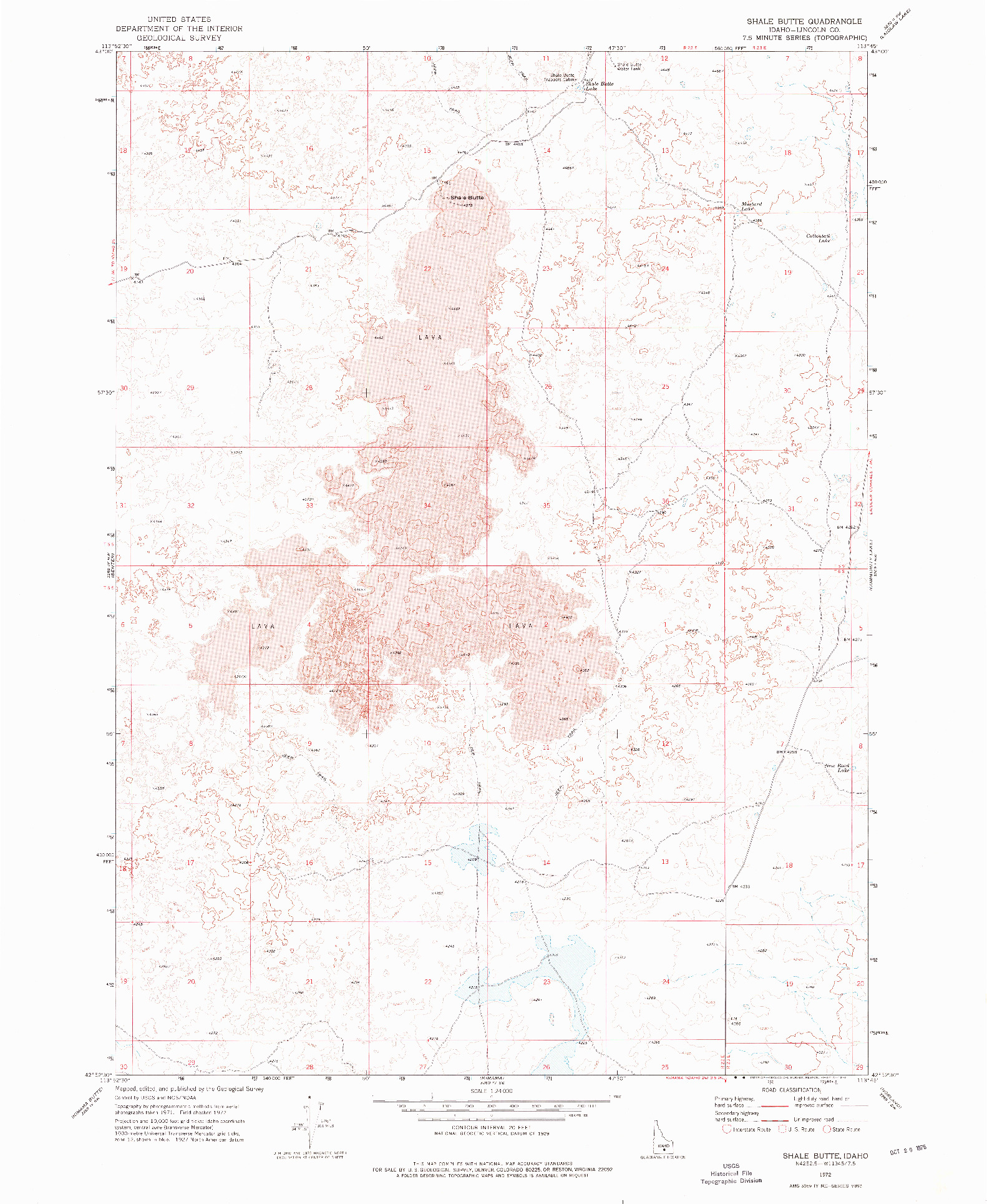 USGS 1:24000-SCALE QUADRANGLE FOR SHALE BUTTE, ID 1972