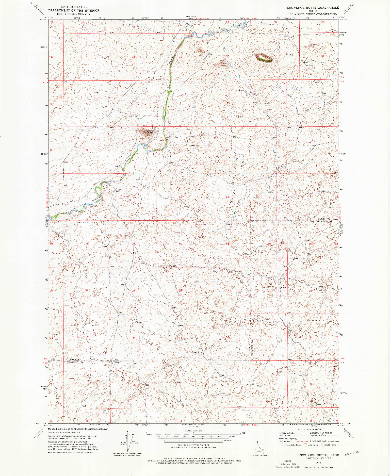 USGS 1:24000-SCALE QUADRANGLE FOR SNOWSHOE BUTTE, ID 1972