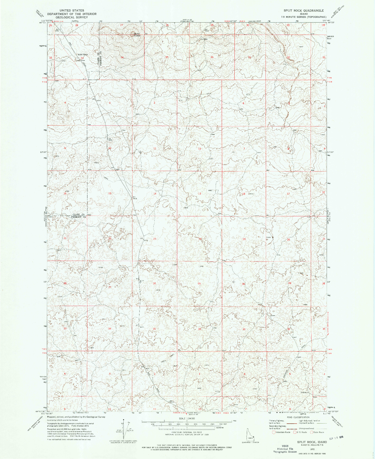USGS 1:24000-SCALE QUADRANGLE FOR SPLIT ROCK, ID 1972