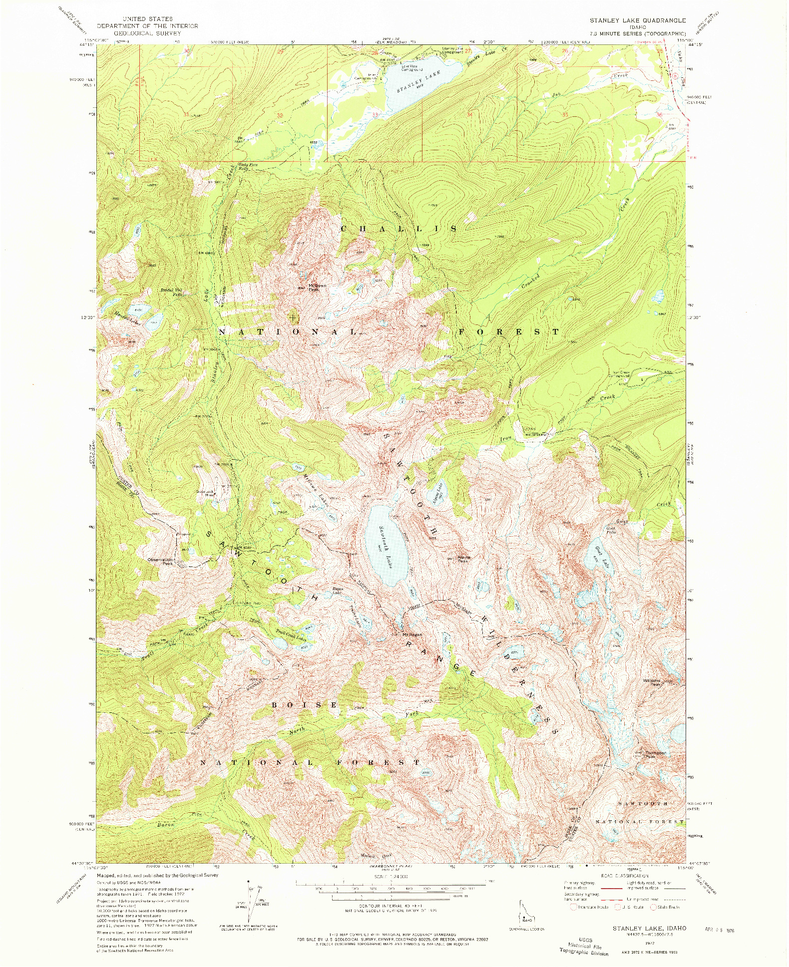 USGS 1:24000-SCALE QUADRANGLE FOR STANLEY LAKE, ID 1972