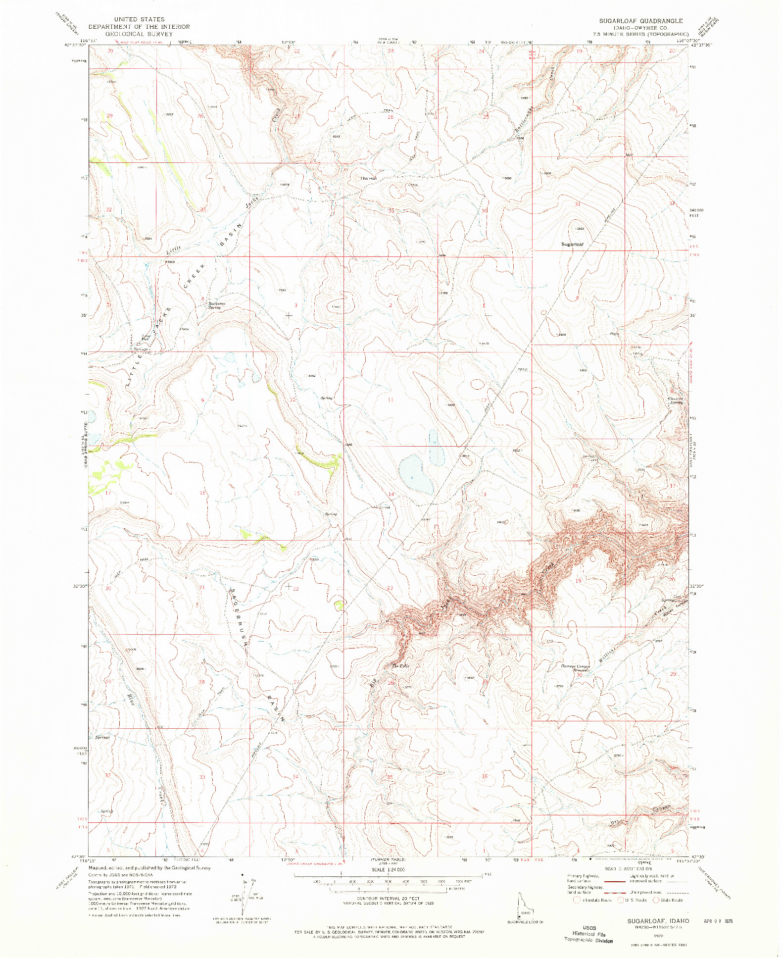 USGS 1:24000-SCALE QUADRANGLE FOR SUGARLOAF, ID 1972