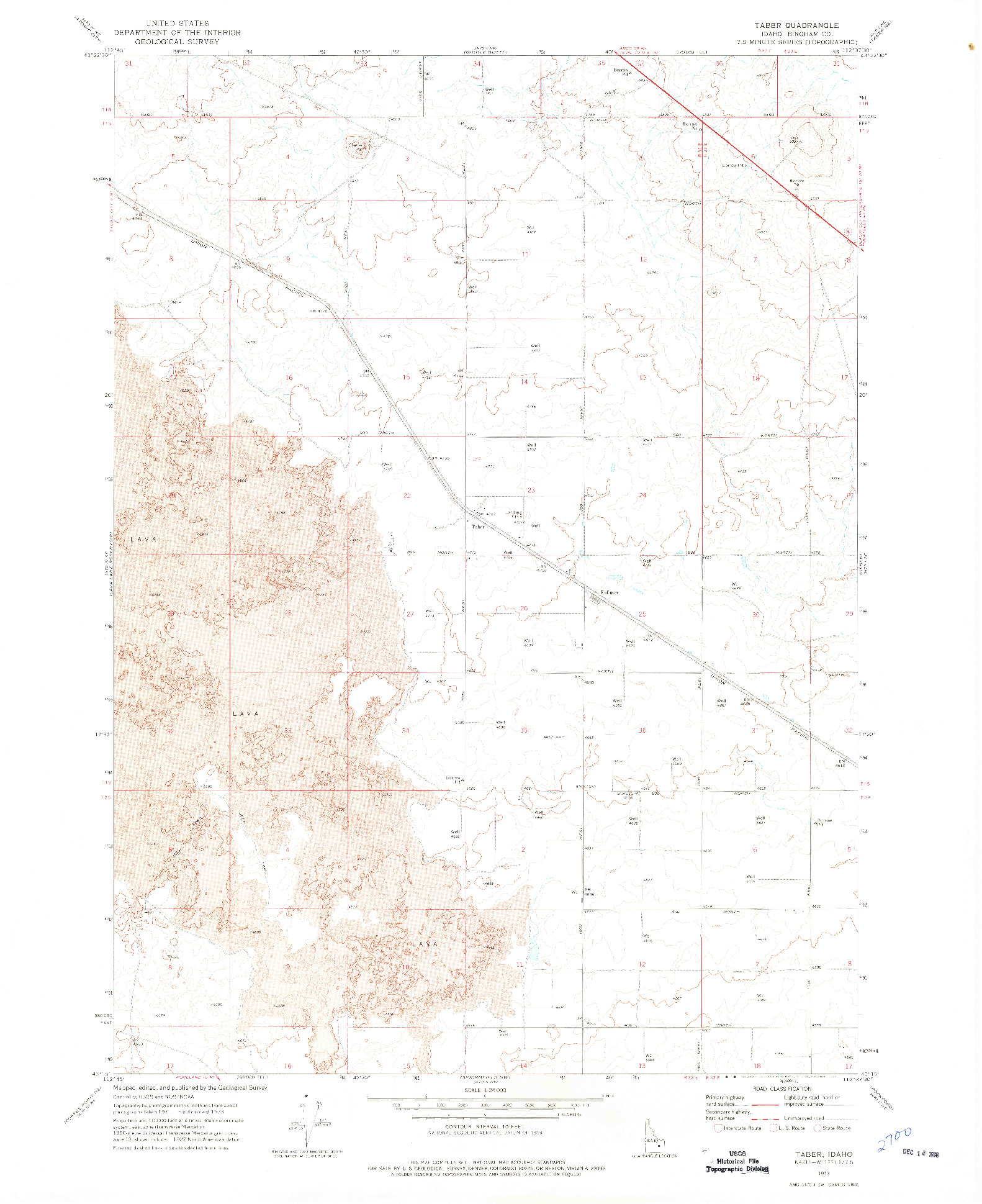 USGS 1:24000-SCALE QUADRANGLE FOR TABER, ID 1973