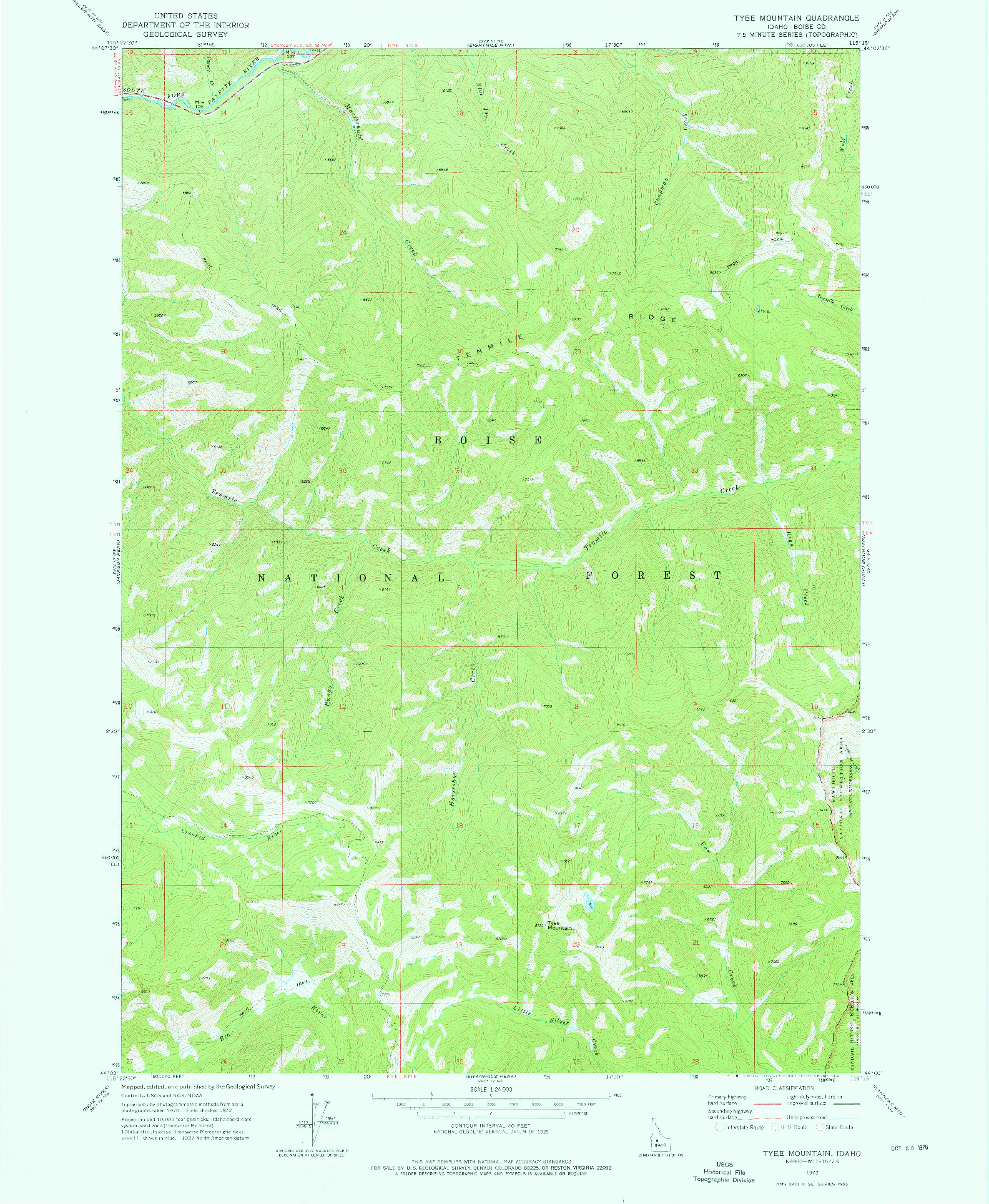 USGS 1:24000-SCALE QUADRANGLE FOR TYEE MOUNTAIN, ID 1972