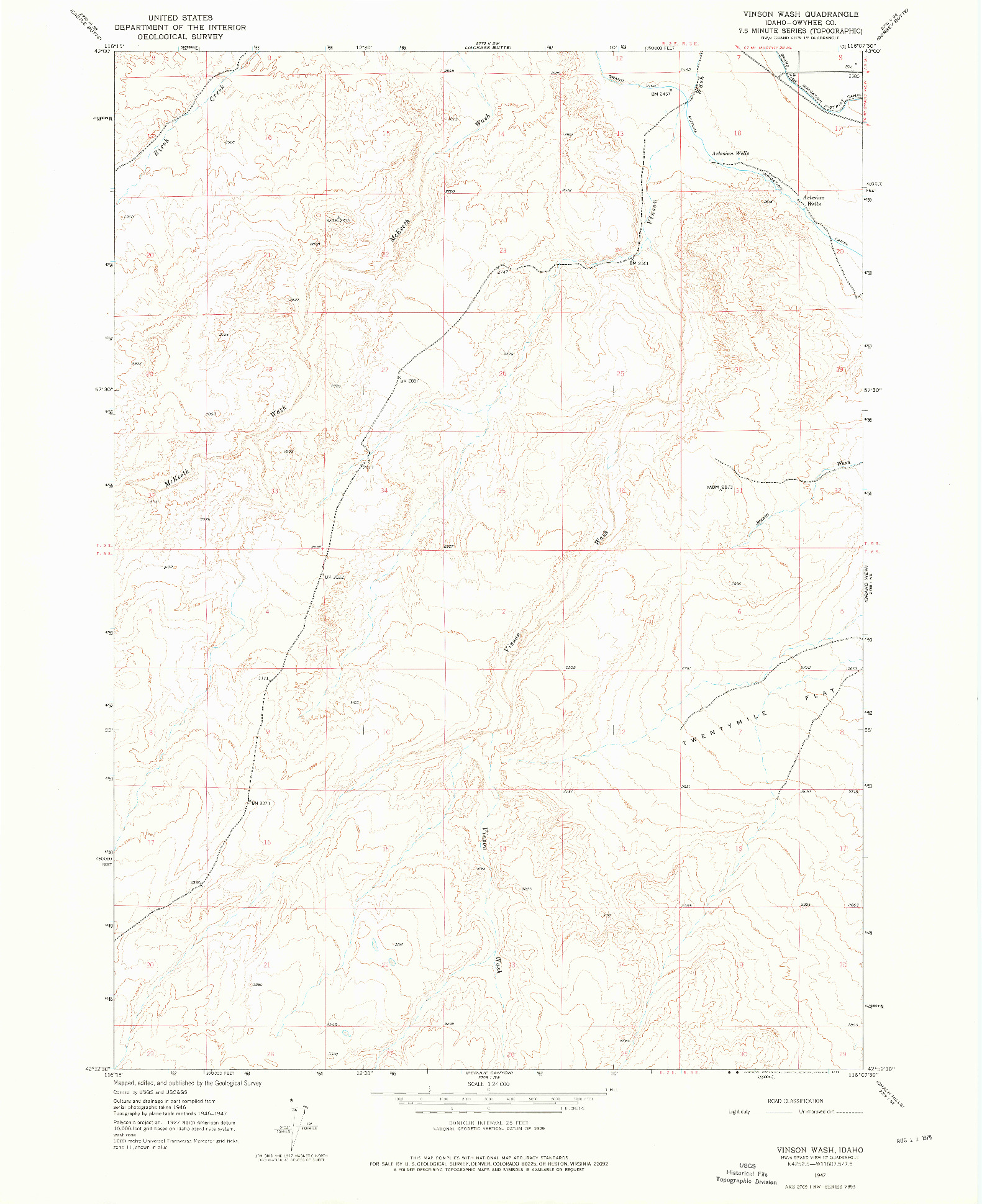 USGS 1:24000-SCALE QUADRANGLE FOR VINSON WASH, ID 1947