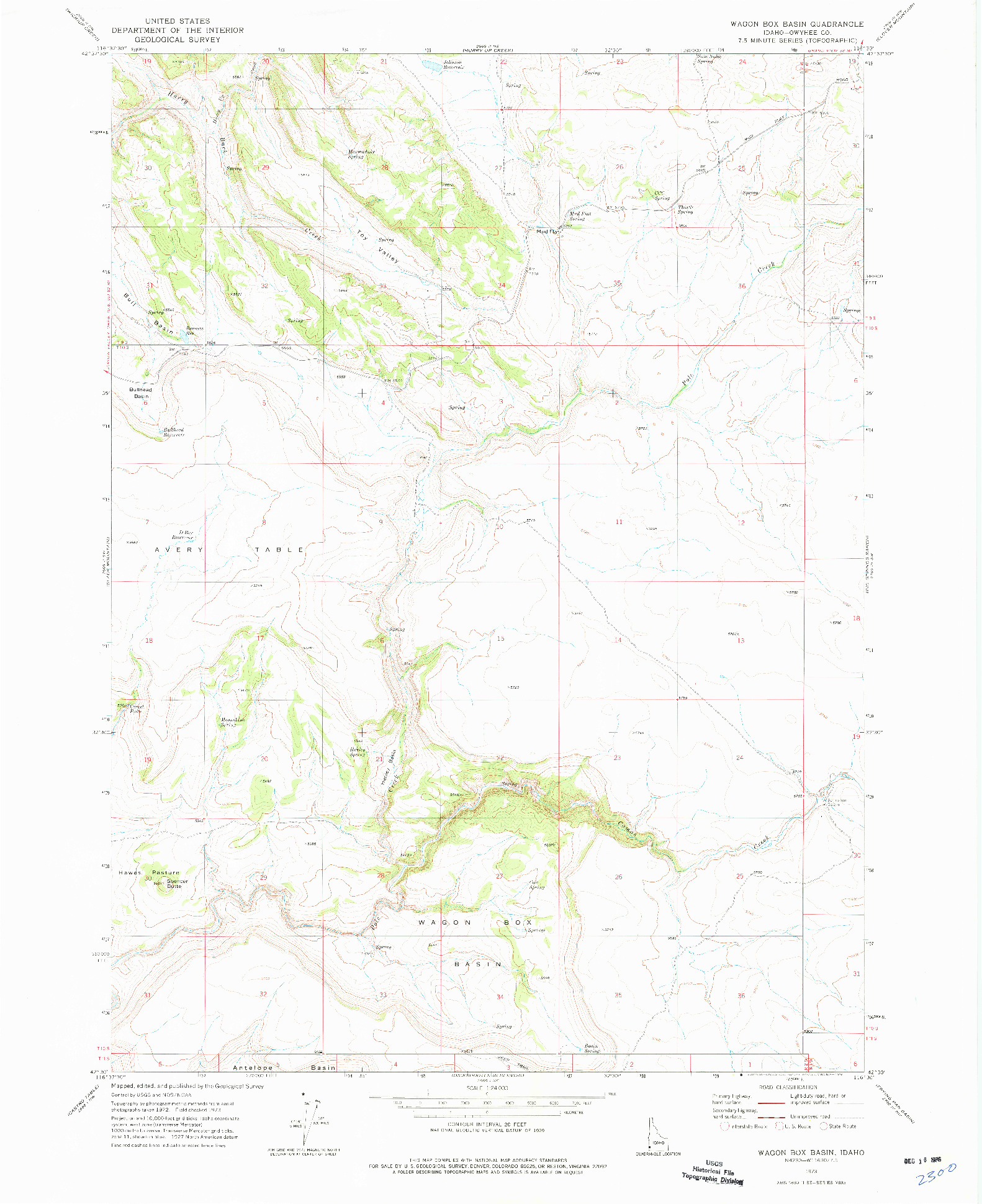 USGS 1:24000-SCALE QUADRANGLE FOR WAGON BOX BASIN, ID 1973