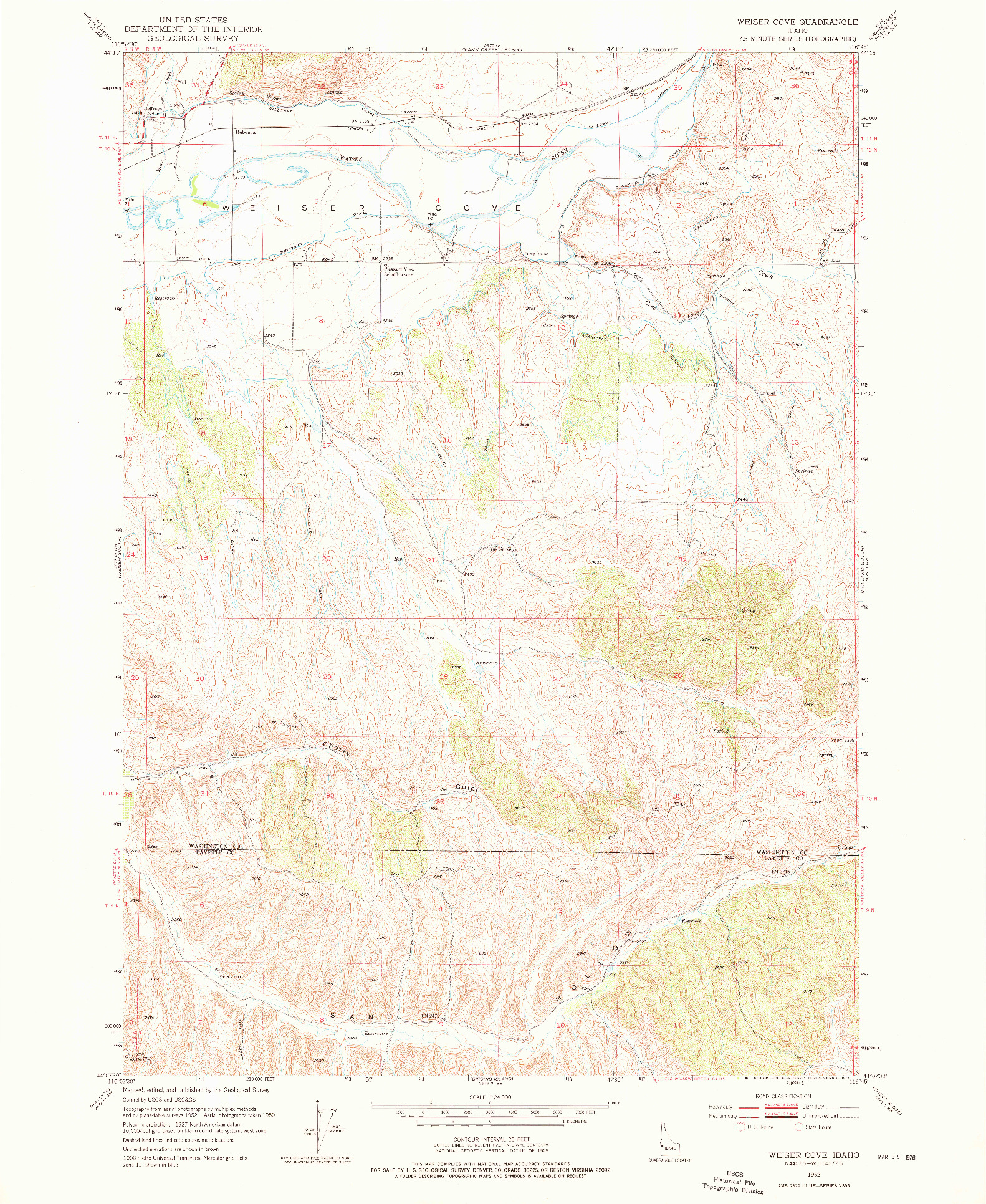 USGS 1:24000-SCALE QUADRANGLE FOR WEISER COVE, ID 1952