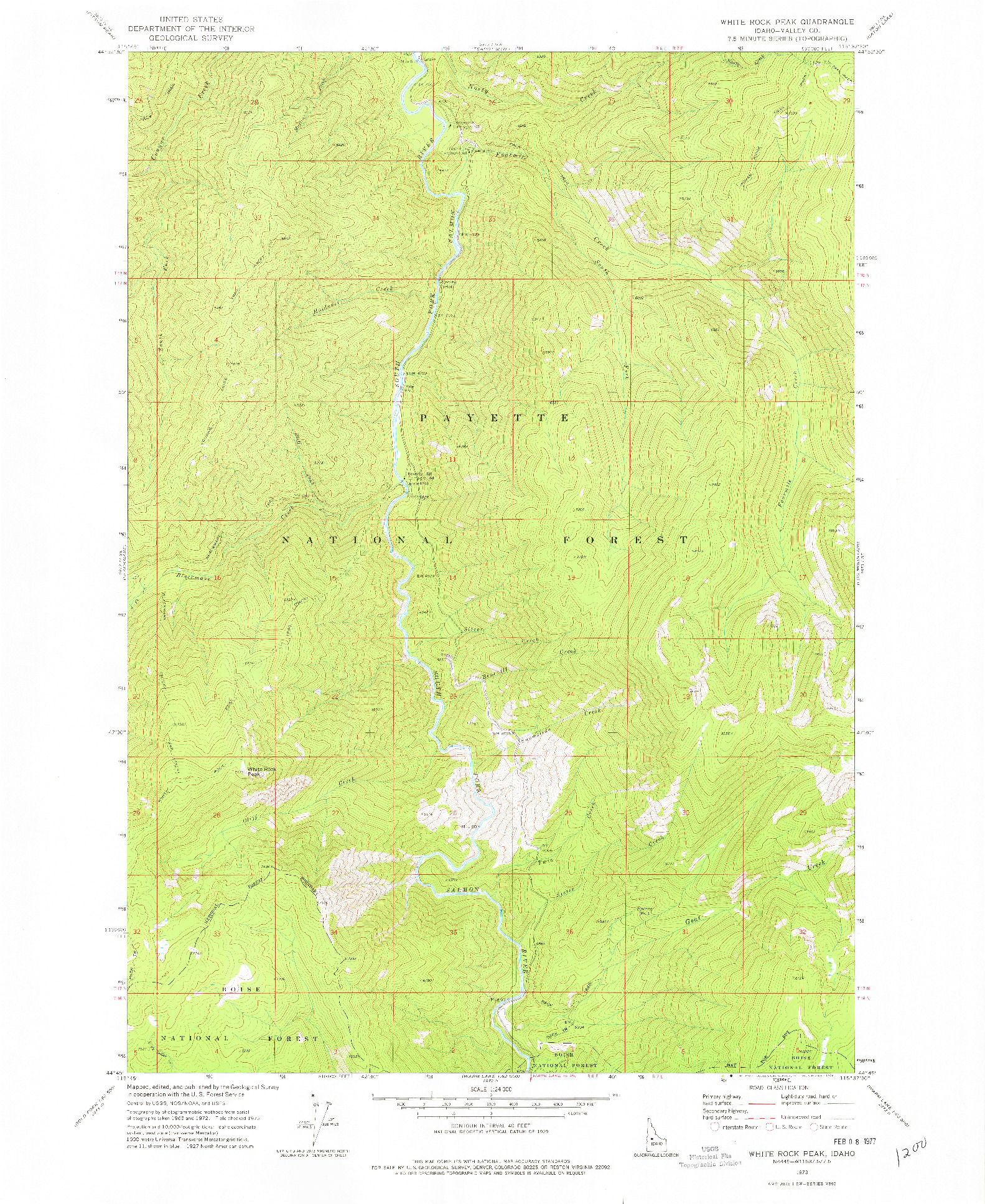 USGS 1:24000-SCALE QUADRANGLE FOR WHITE ROCK PEAK, ID 1973