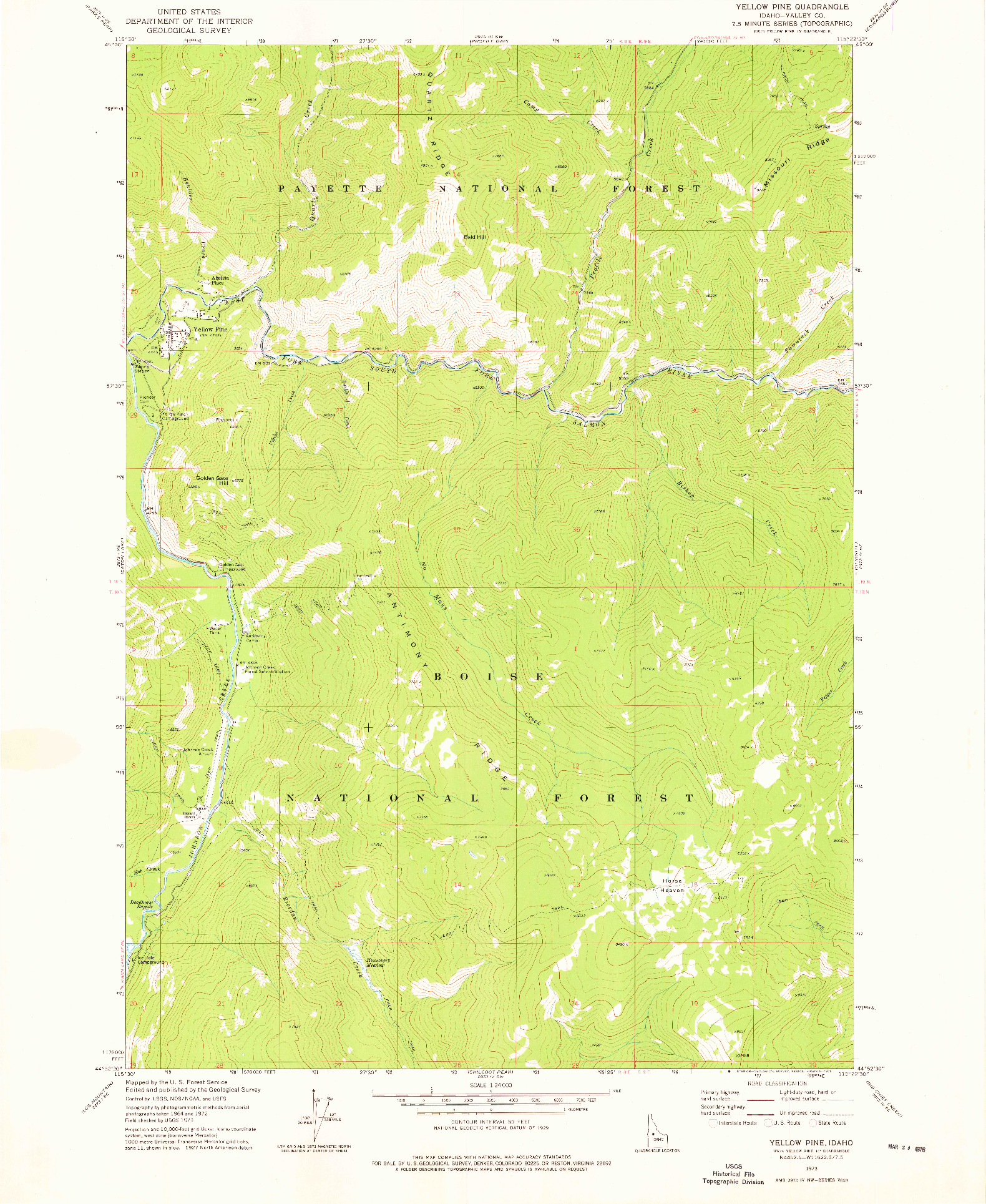 USGS 1:24000-SCALE QUADRANGLE FOR YELLOW PINE, ID 1973