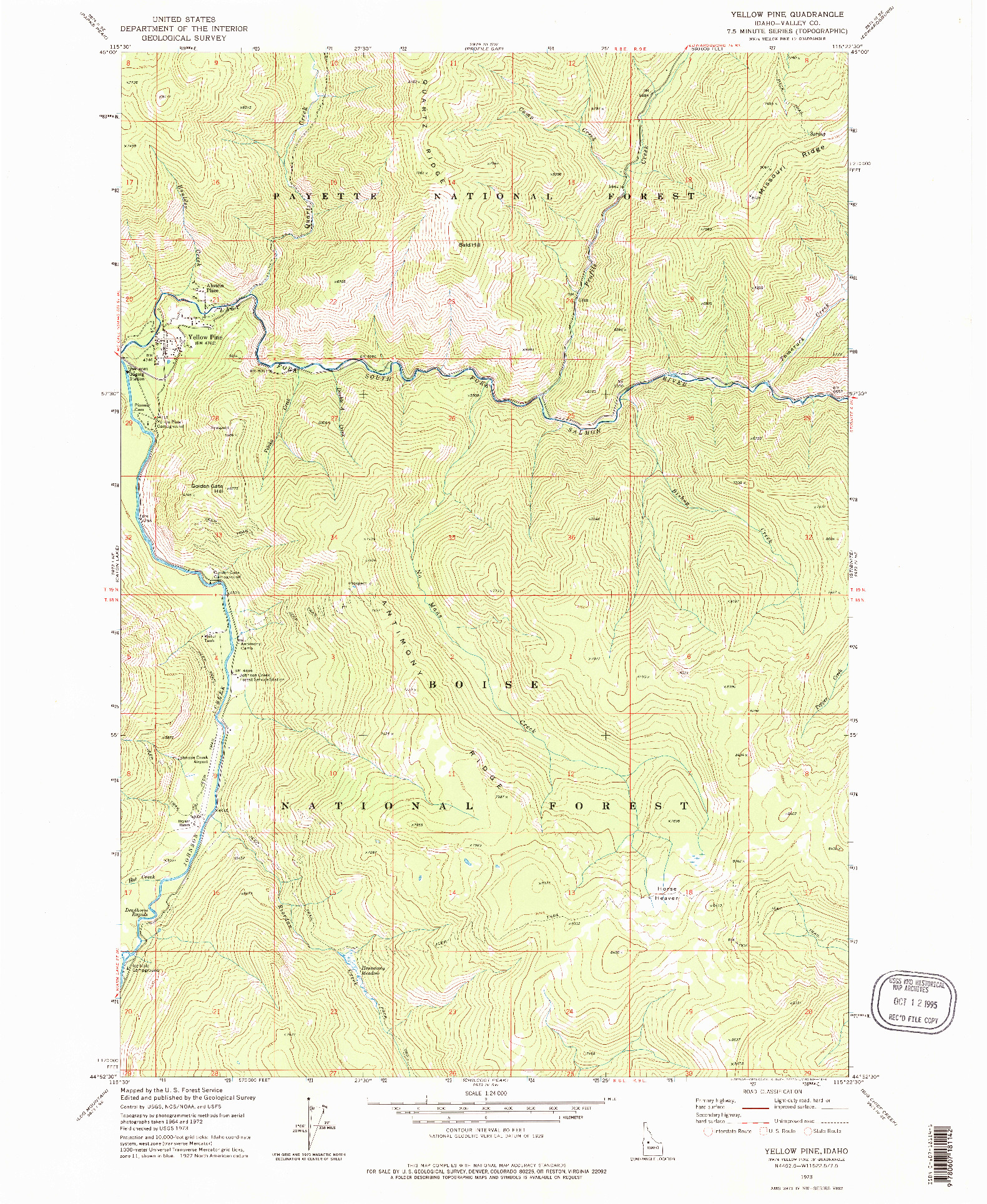 USGS 1:24000-SCALE QUADRANGLE FOR YELLOW PINE, ID 1973