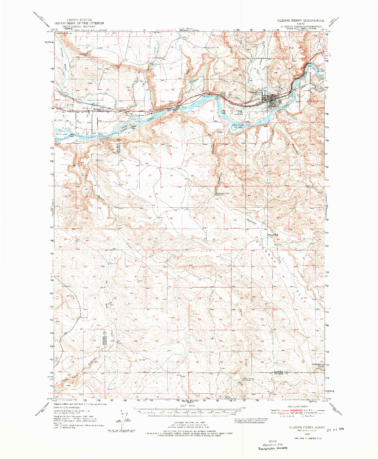 USGS 1:62500-SCALE QUADRANGLE FOR GLENNS FERRY, ID 1948