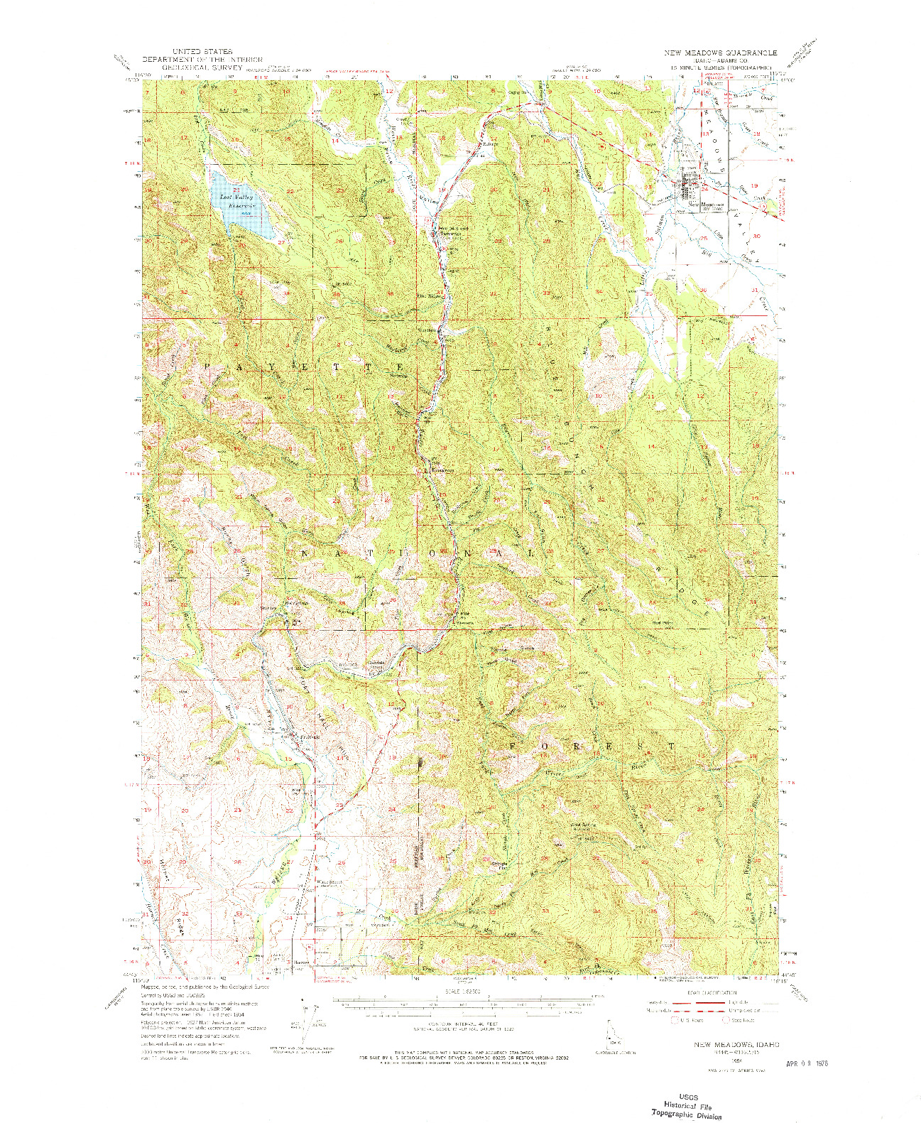 USGS 1:62500-SCALE QUADRANGLE FOR NEW MEADOWS, ID 1954