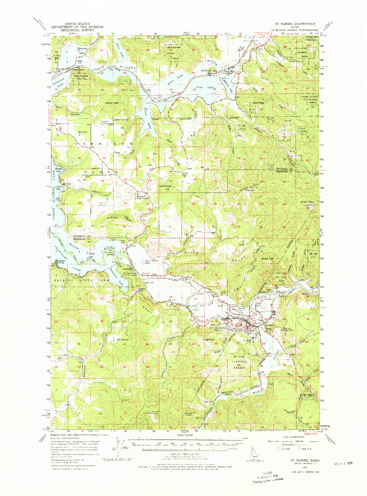 USGS 1:62500-SCALE QUADRANGLE FOR ST. MARIES, ID 1957
