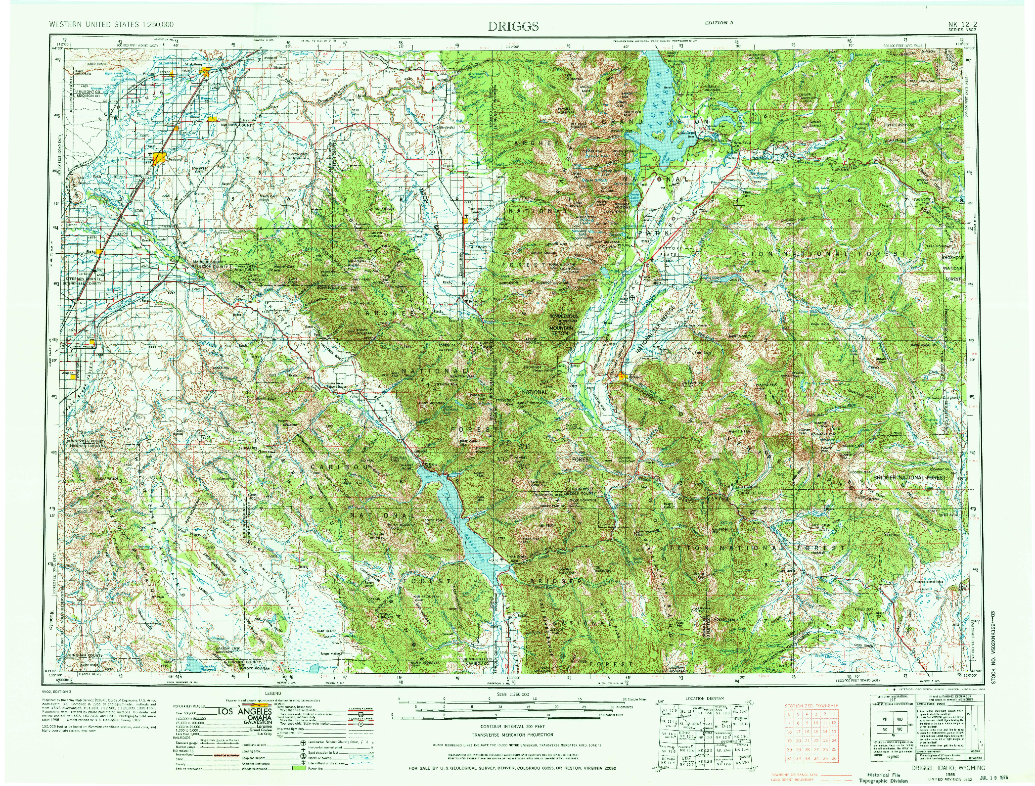 USGS 1:250000-SCALE QUADRANGLE FOR DRIGGS, ID 1955