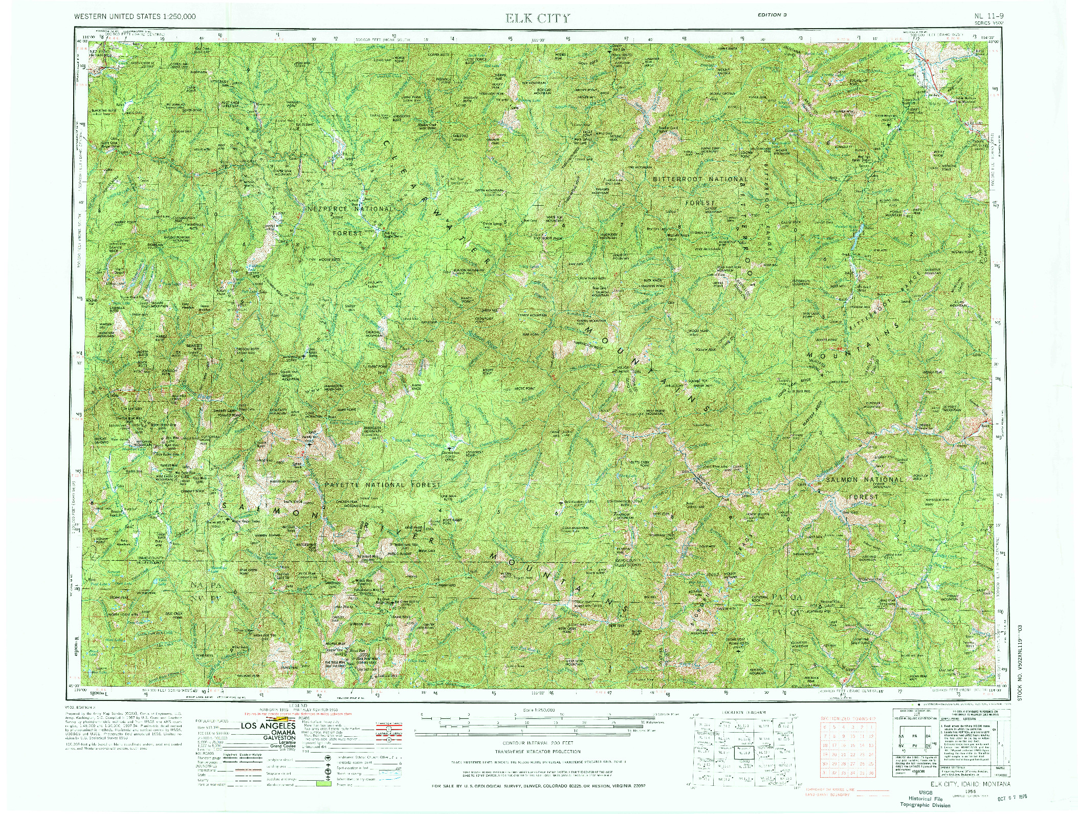 USGS 1:250000-SCALE QUADRANGLE FOR ELK CITY, ID 1956