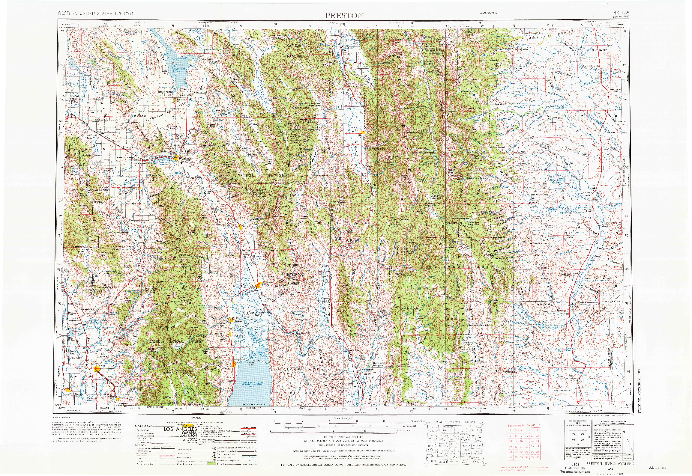 USGS 1:250000-SCALE QUADRANGLE FOR PRESTON, ID 1955