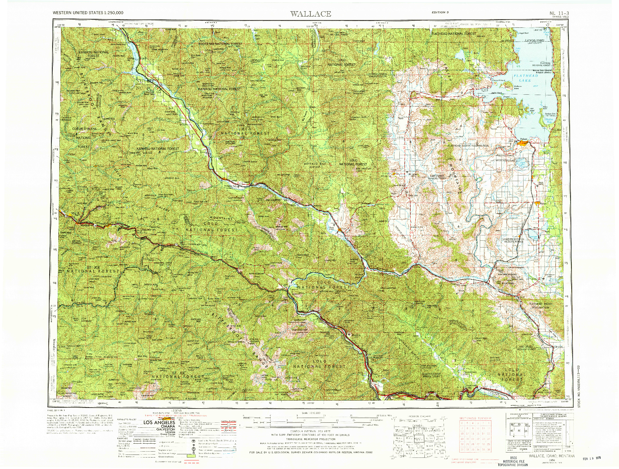 USGS 1:250000-SCALE QUADRANGLE FOR WALLACE, ID 1956