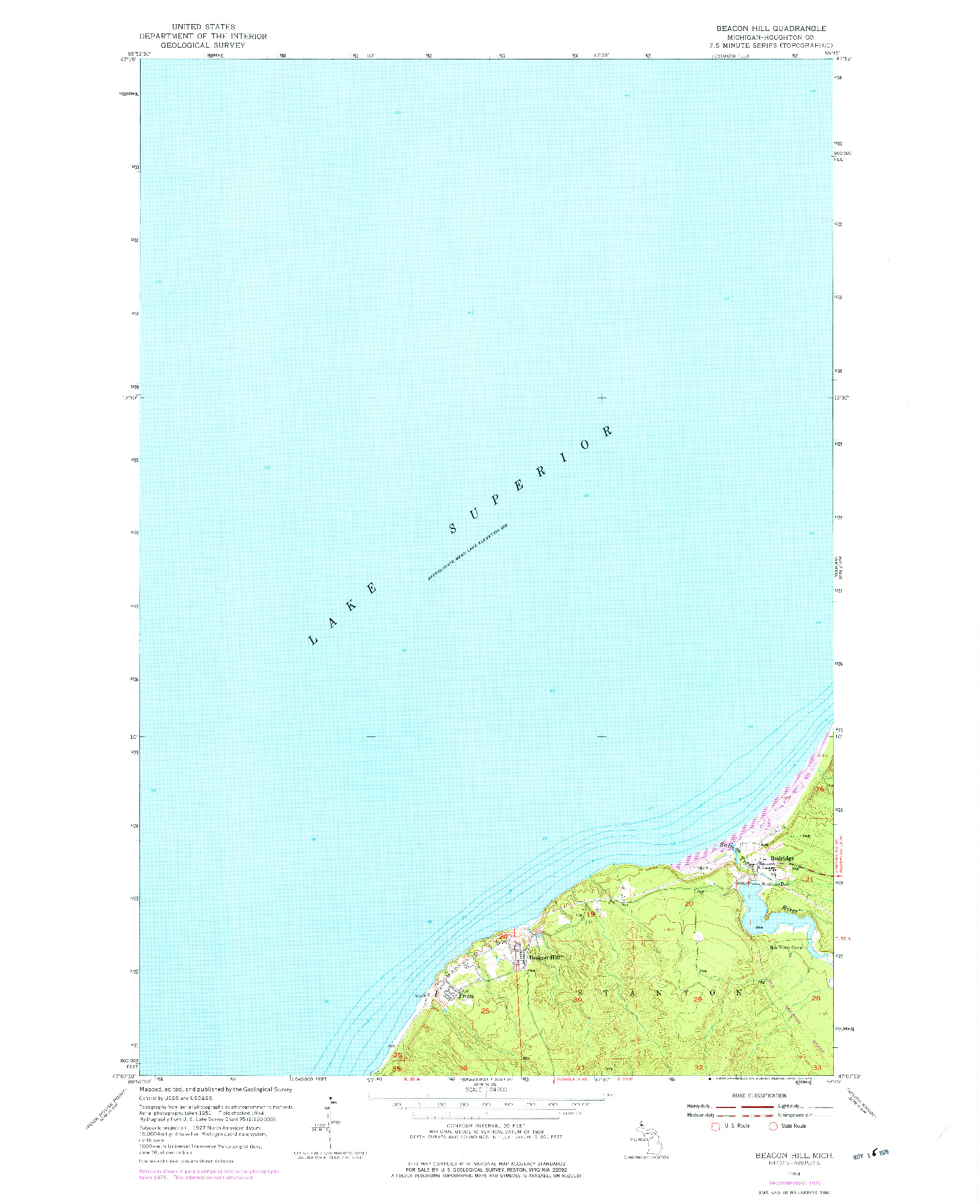 USGS 1:24000-SCALE QUADRANGLE FOR BEACON HILL, MI 1954