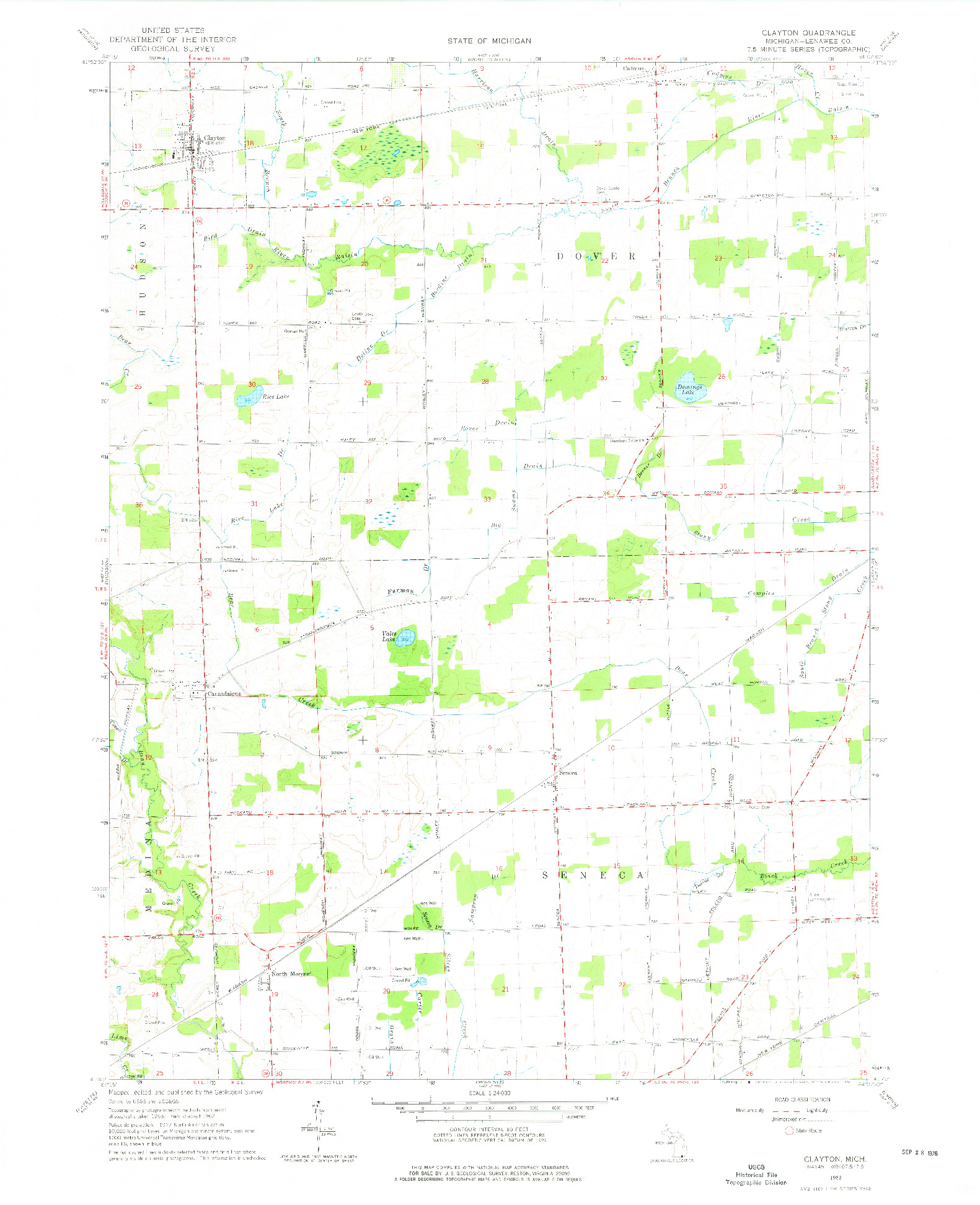 USGS 1:24000-SCALE QUADRANGLE FOR CLAYTON, MI 1962