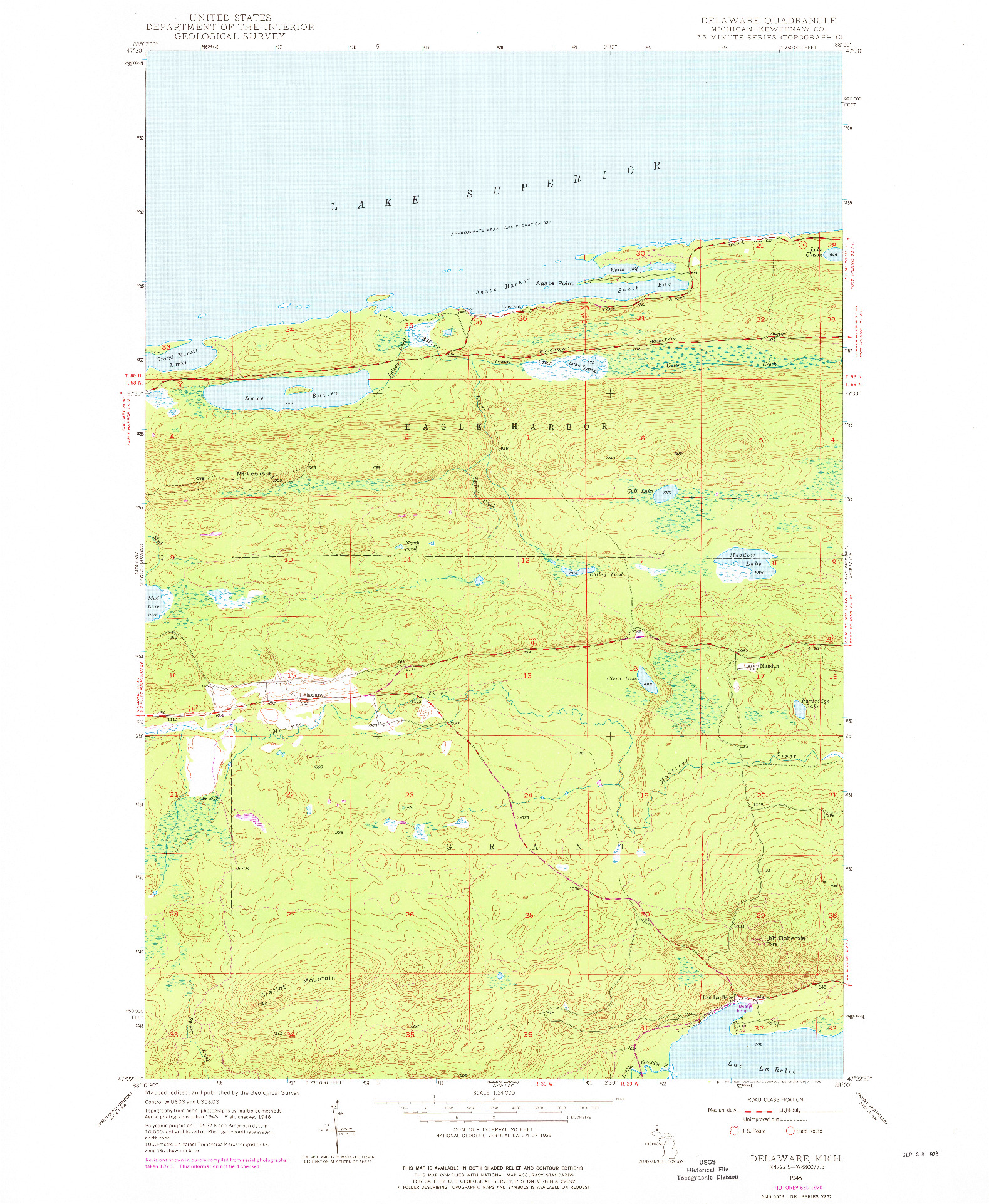 USGS 1:24000-SCALE QUADRANGLE FOR DELAWARE, MI 1948