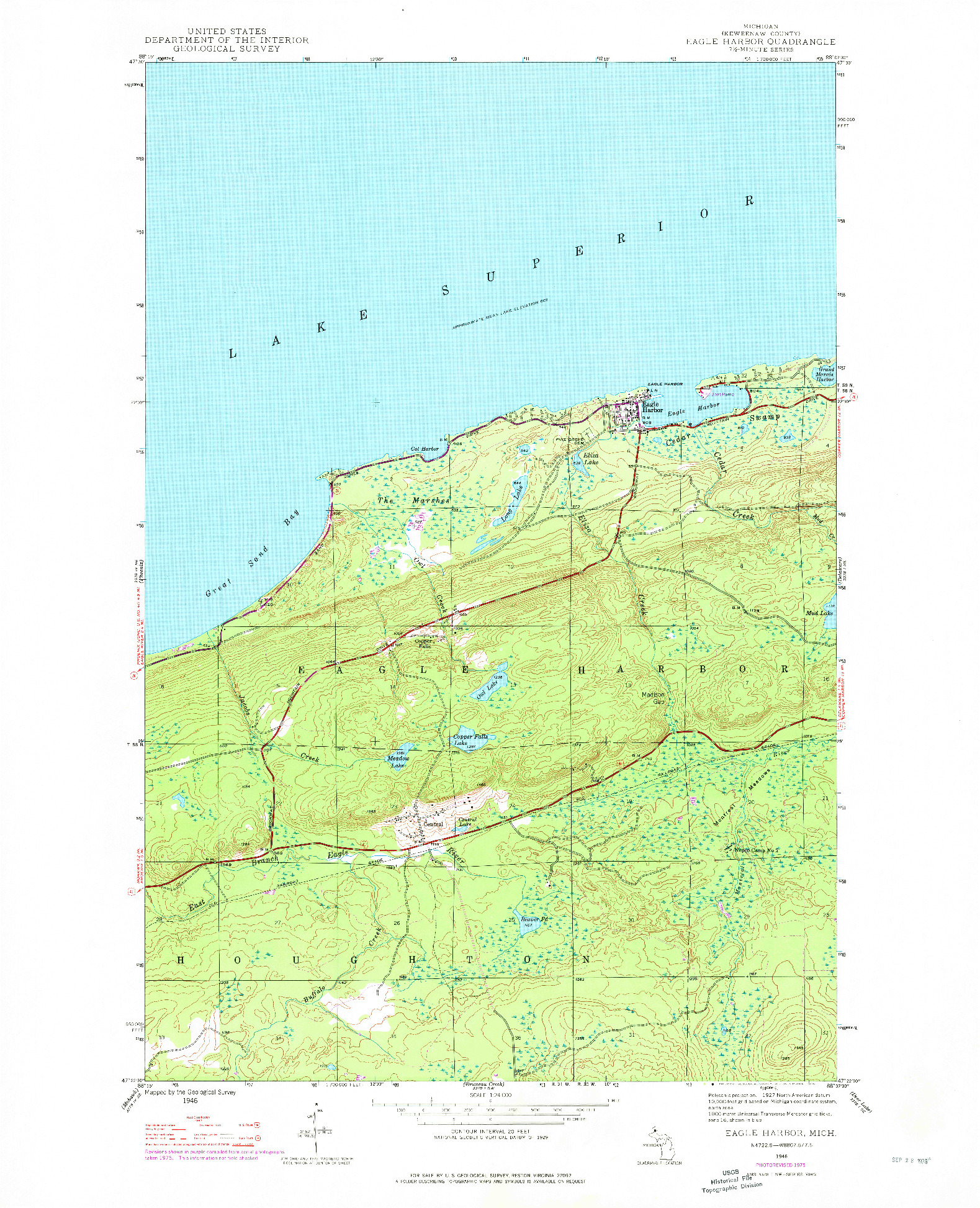 USGS 1:24000-SCALE QUADRANGLE FOR EAGLE HARBOR, MI 1946