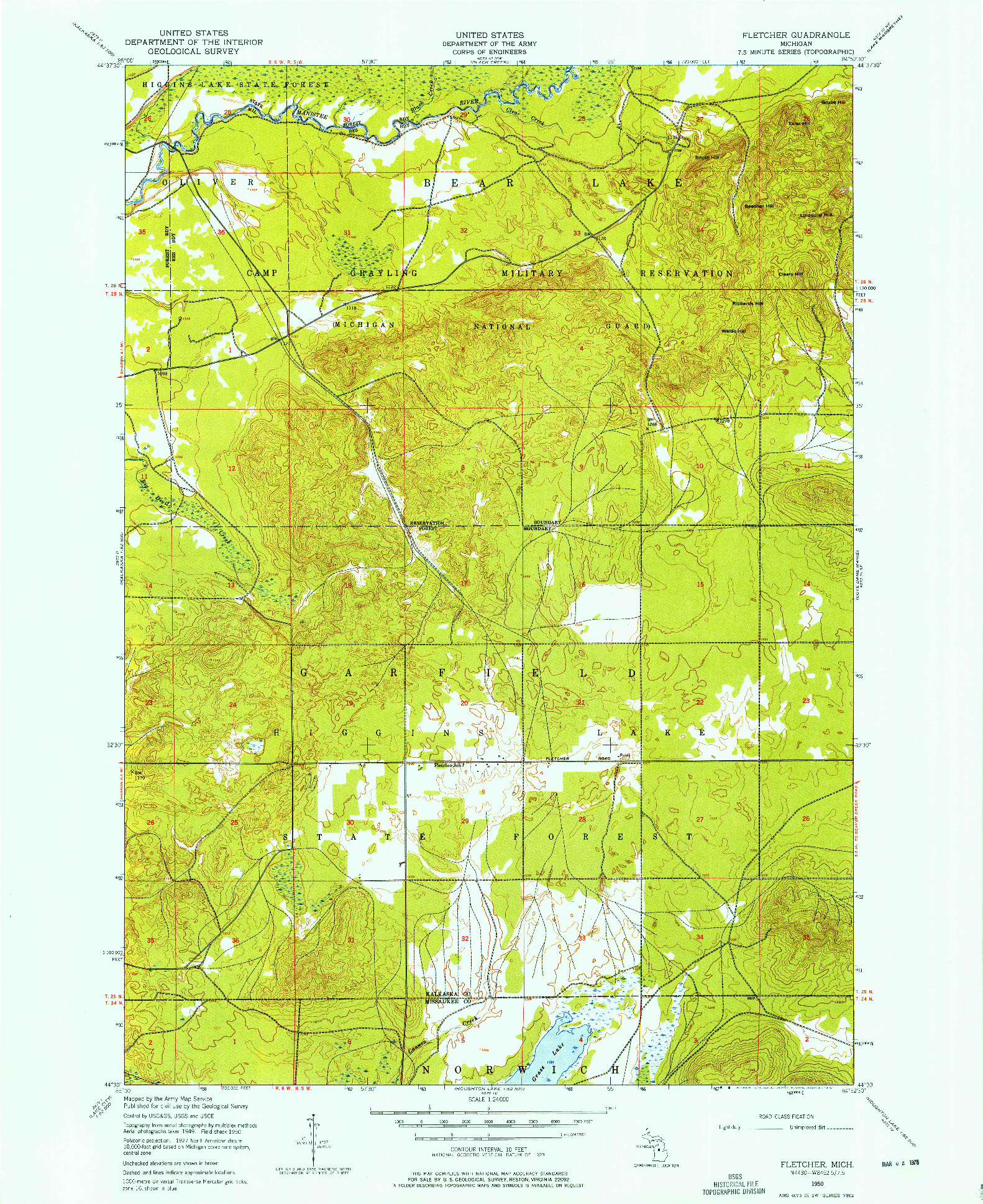 USGS 1:24000-SCALE QUADRANGLE FOR FLETCHER, MI 1950