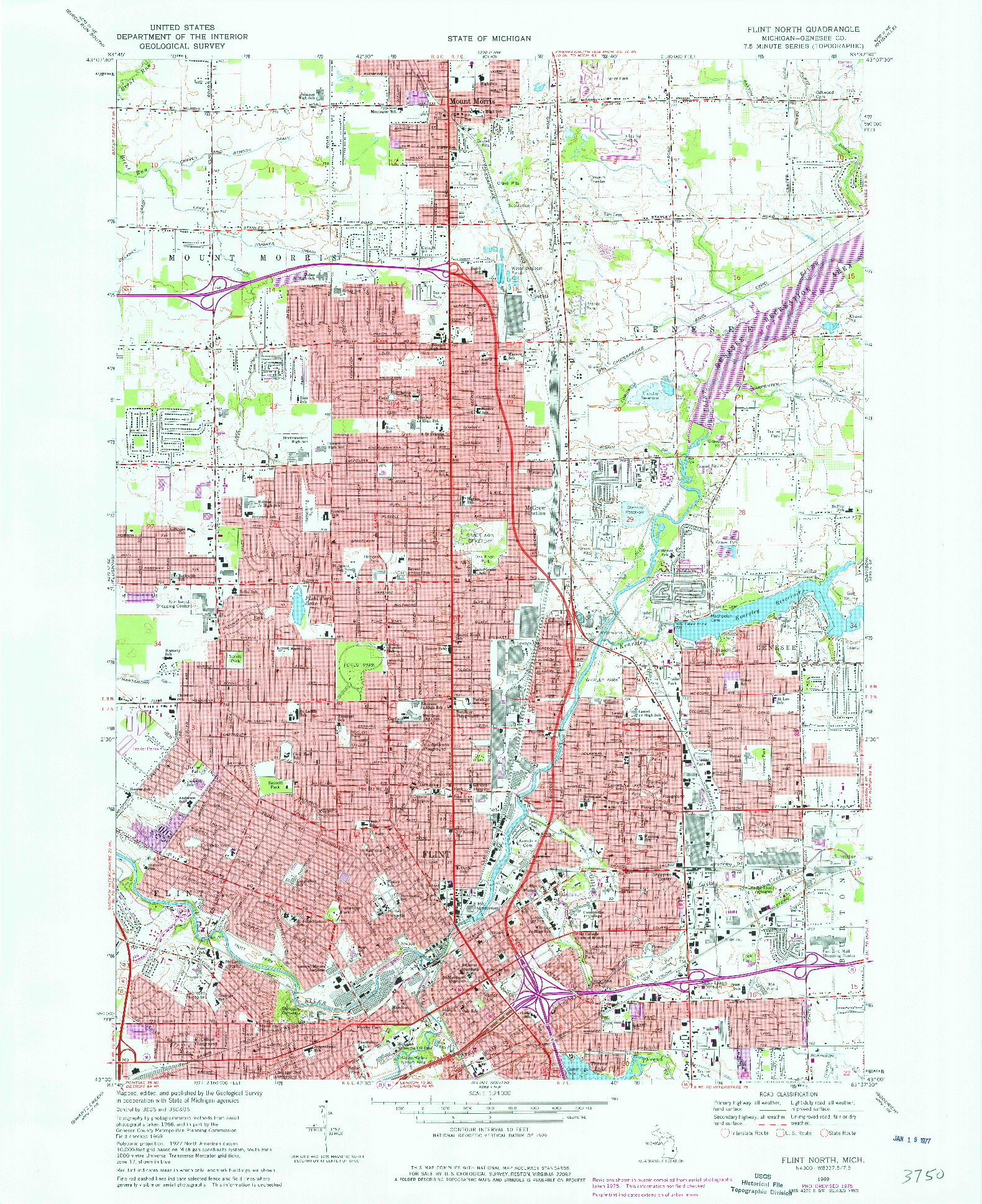 USGS 1:24000-SCALE QUADRANGLE FOR FLINT NORTH, MI 1969