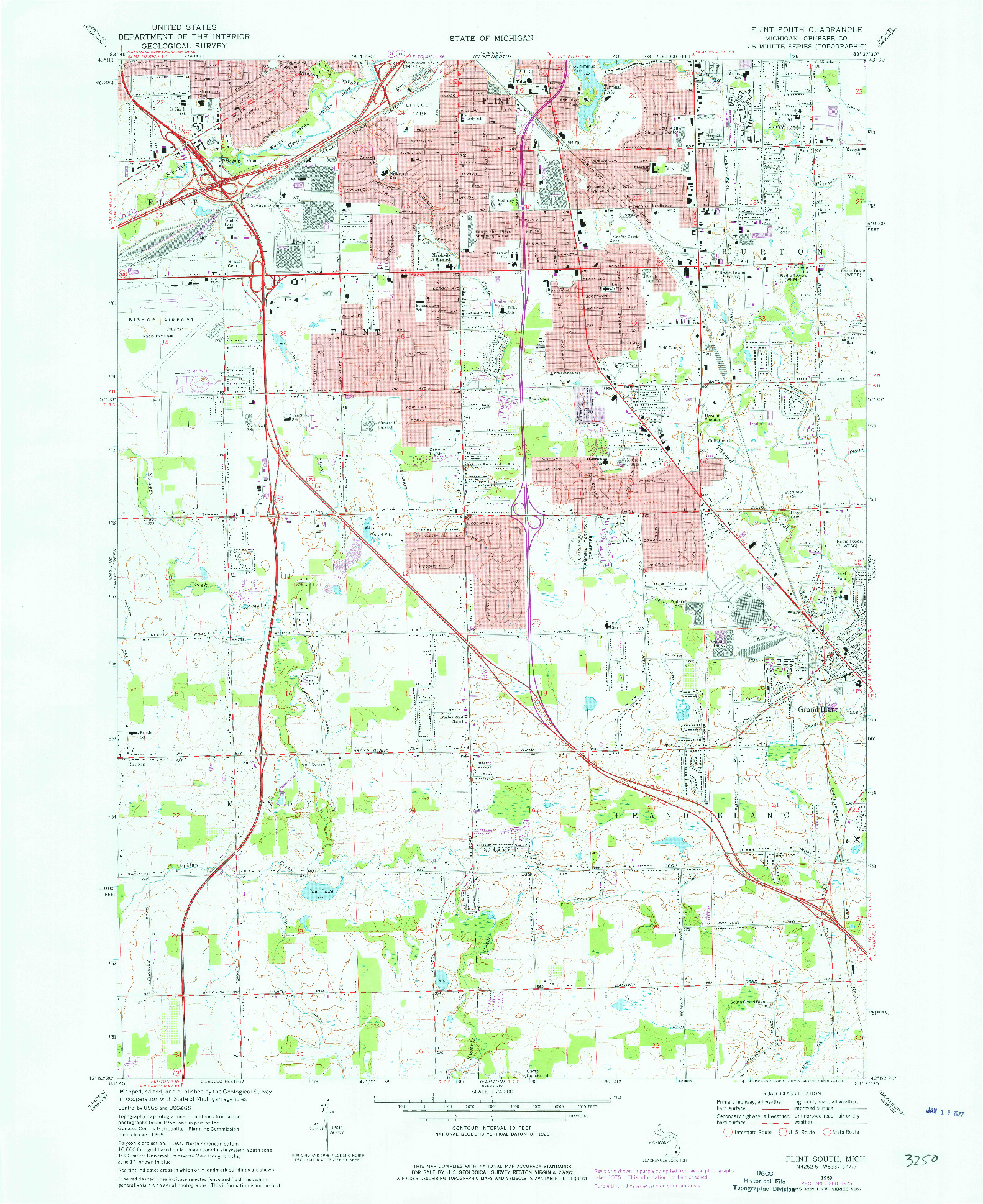 USGS 1:24000-SCALE QUADRANGLE FOR FLINT SOUTH, MI 1969