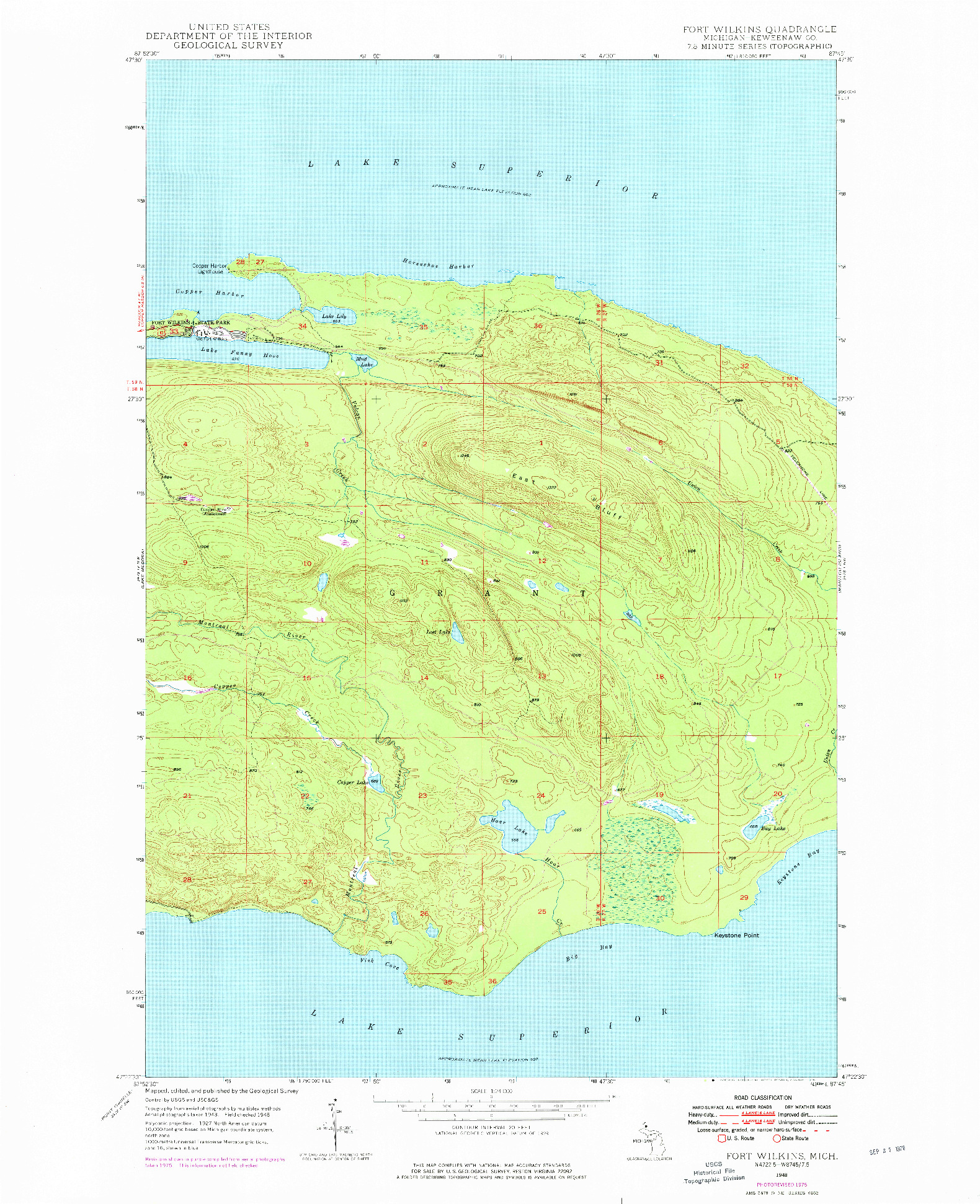 USGS 1:24000-SCALE QUADRANGLE FOR FORT WILKINS, MI 1948