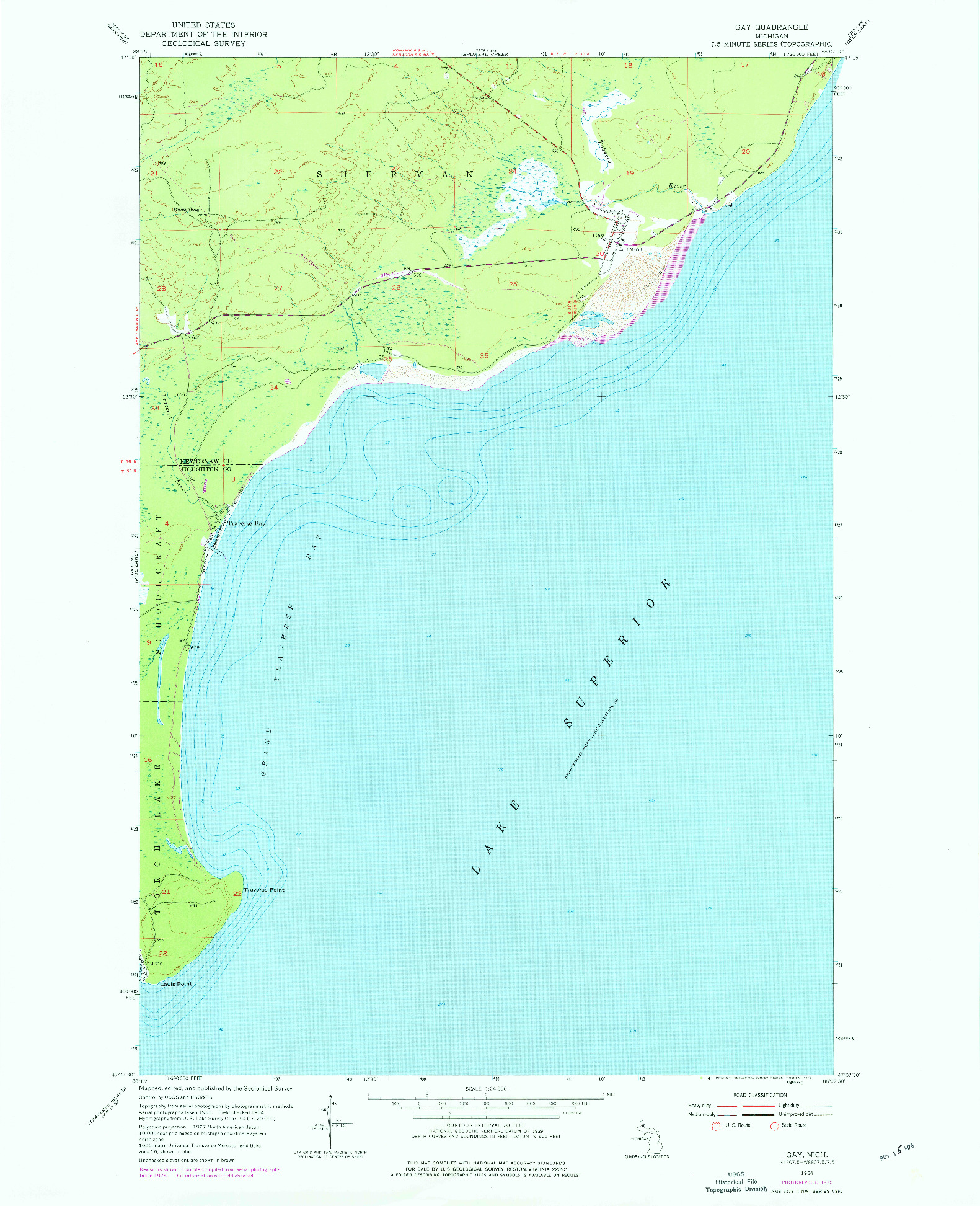 USGS 1:24000-SCALE QUADRANGLE FOR GAY, MI 1954