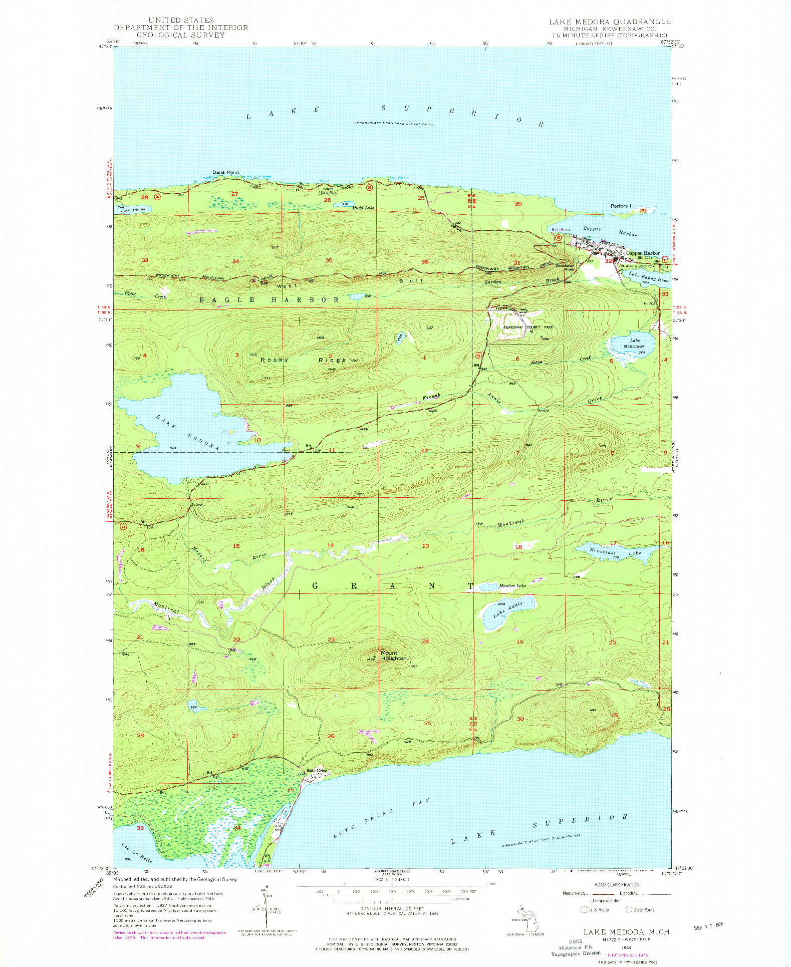 USGS 1:24000-SCALE QUADRANGLE FOR LAKE MEDORA, MI 1948