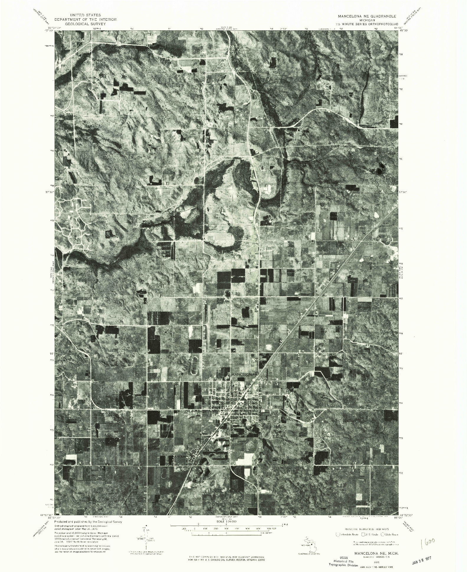 USGS 1:24000-SCALE QUADRANGLE FOR MANCELONA NE, MI 1975