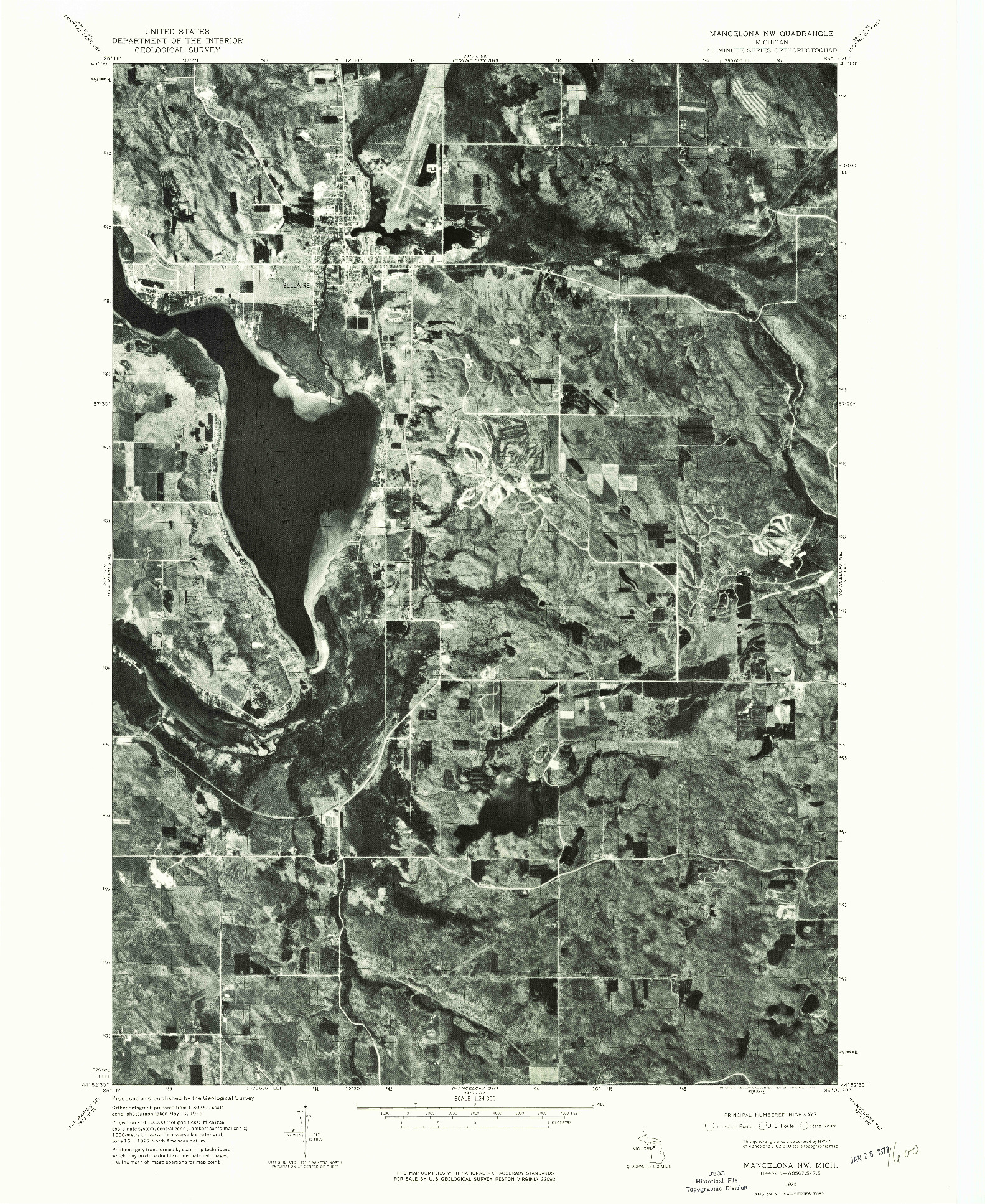 USGS 1:24000-SCALE QUADRANGLE FOR MANCELONA NW, MI 1975