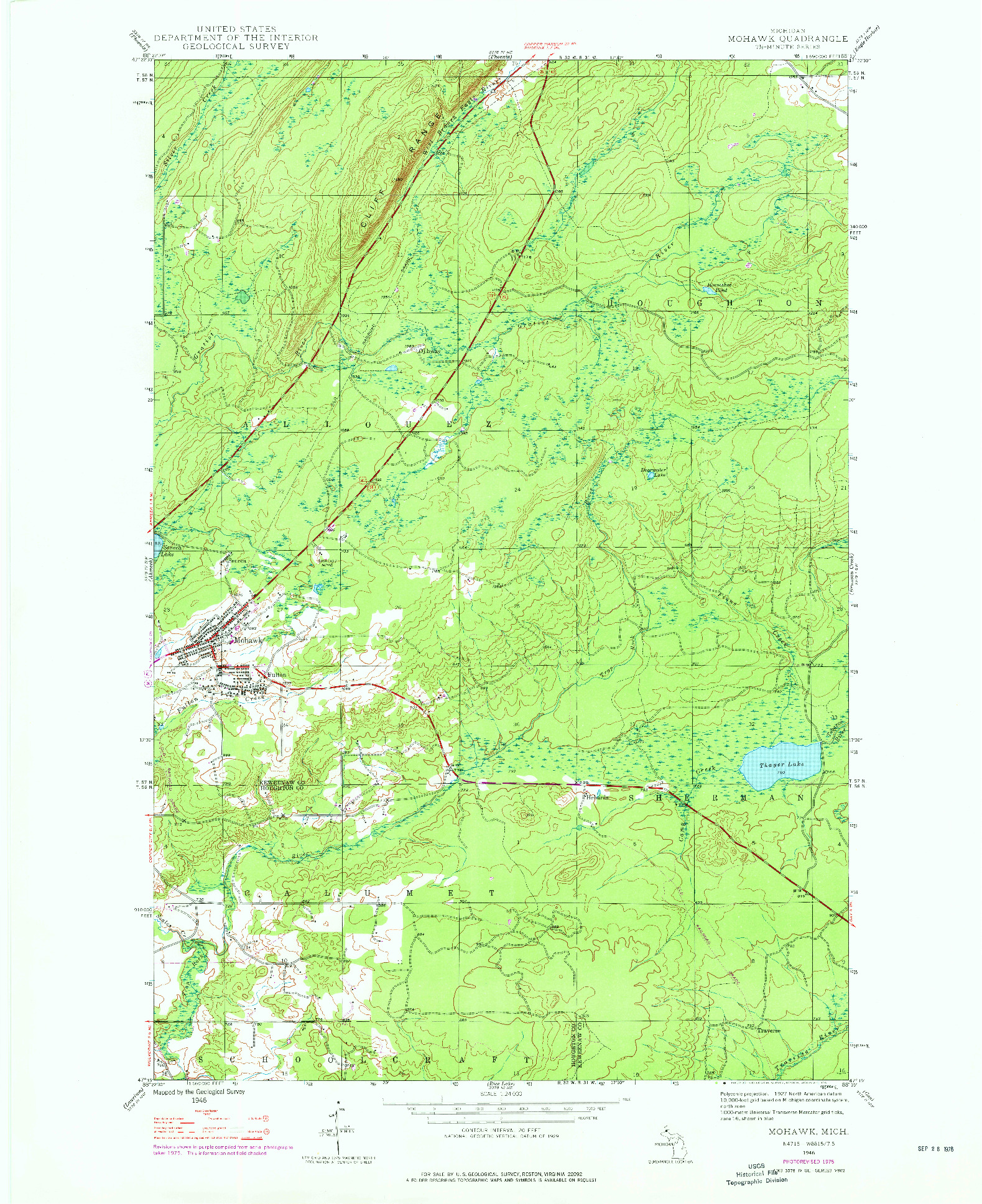 USGS 1:24000-SCALE QUADRANGLE FOR MOHAWK, MI 1946