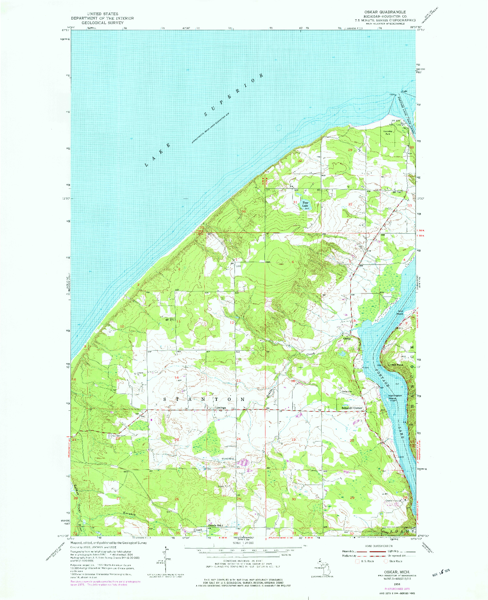 USGS 1:24000-SCALE QUADRANGLE FOR OSKAR, MI 1954