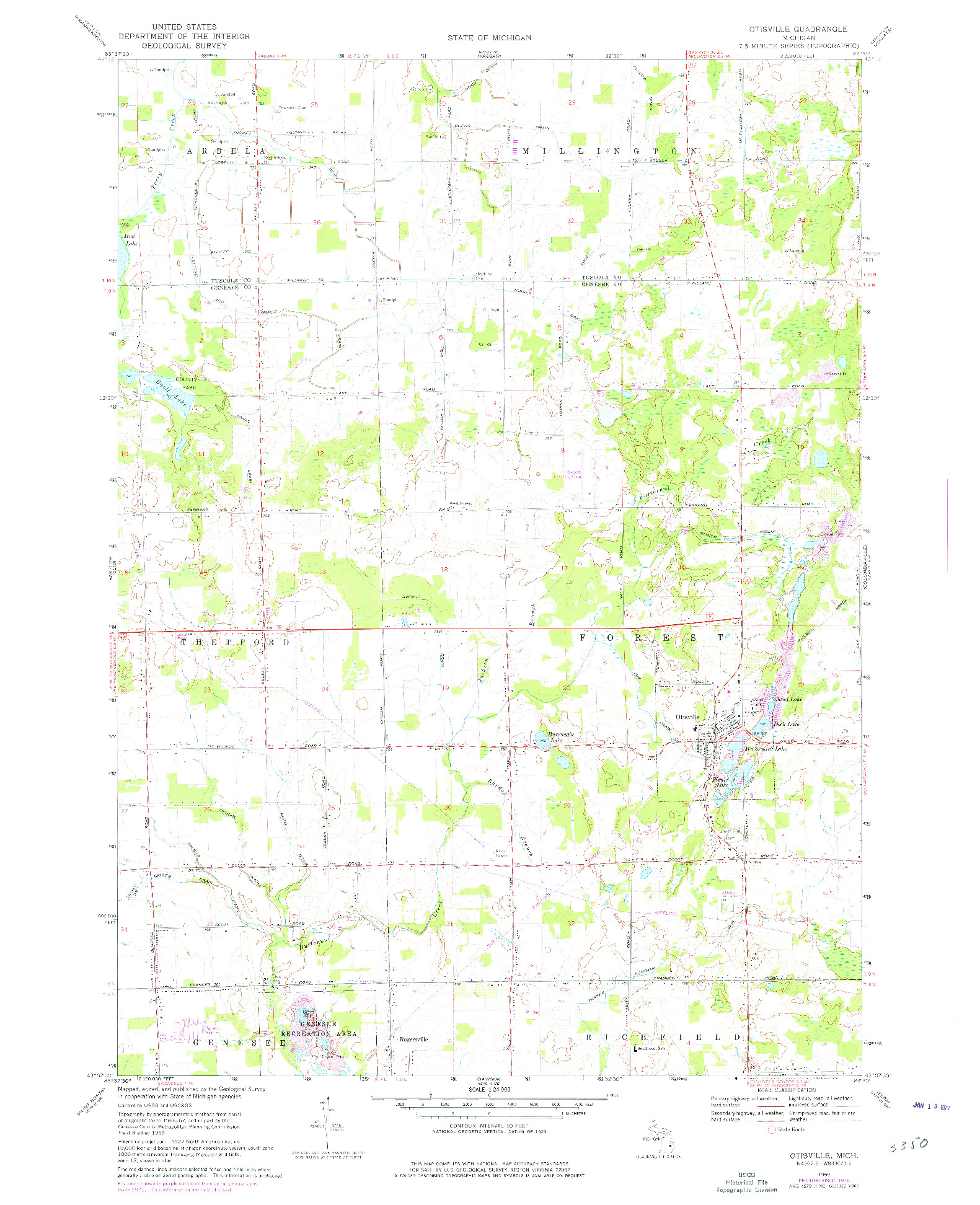 USGS 1:24000-SCALE QUADRANGLE FOR OTISVILLE, MI 1969