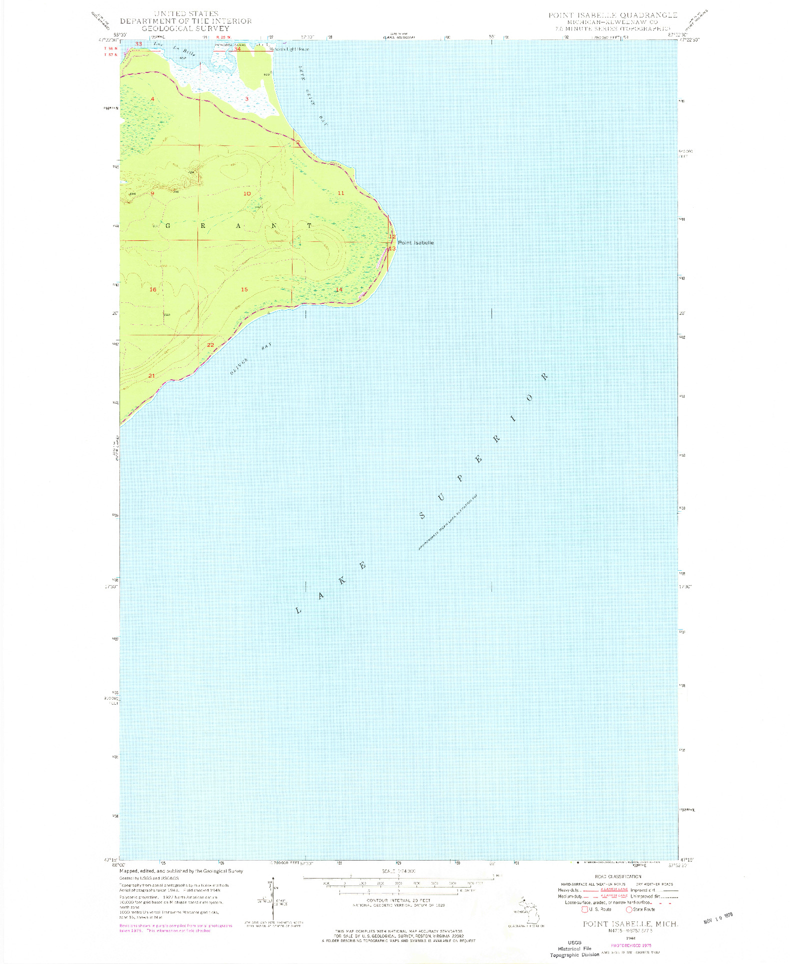 USGS 1:24000-SCALE QUADRANGLE FOR POINT ISABELLE, MI 1948