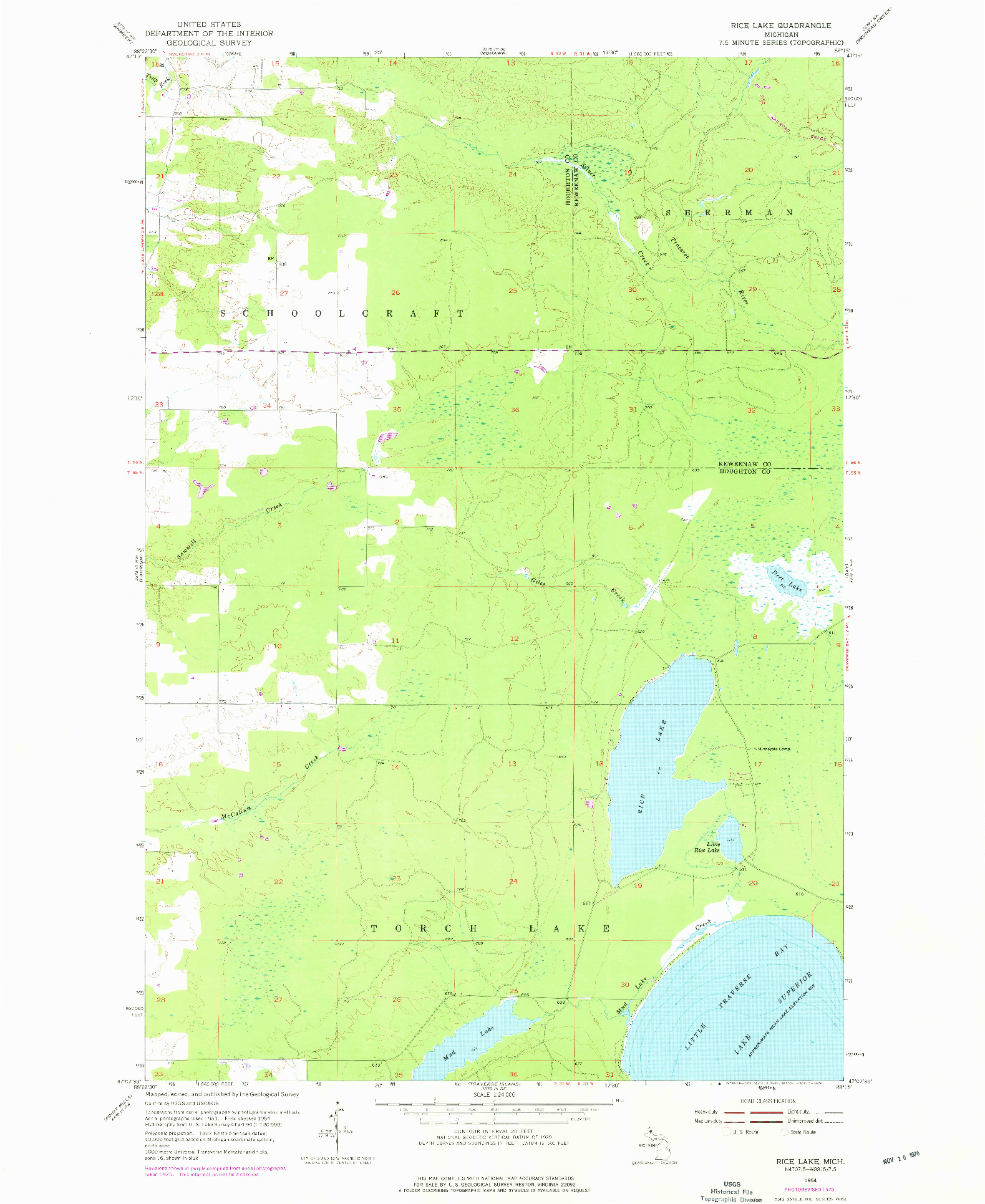 USGS 1:24000-SCALE QUADRANGLE FOR RICE LAKE, MI 1954