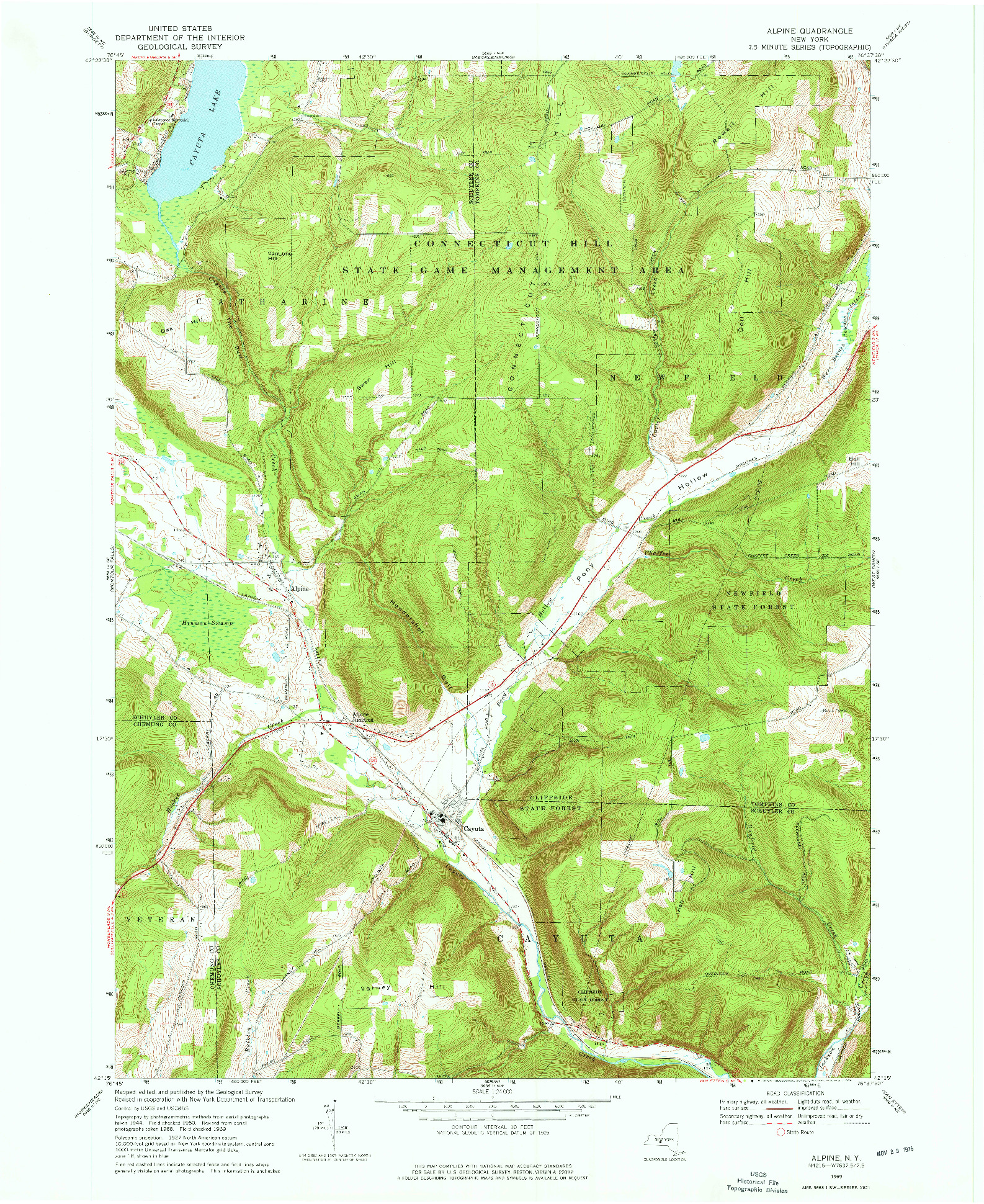USGS 1:24000-SCALE QUADRANGLE FOR ALPINE, NY 1969