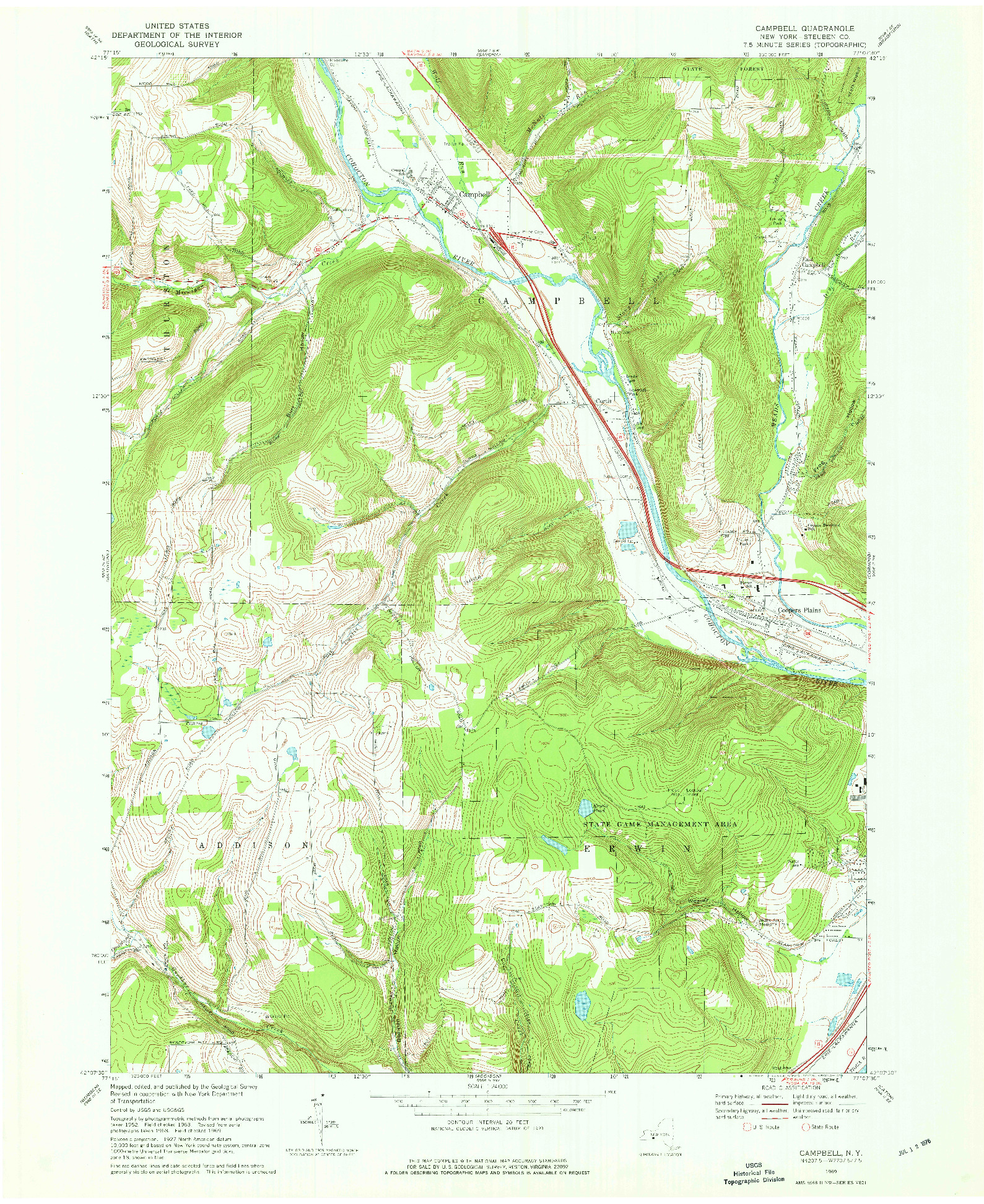 USGS 1:24000-SCALE QUADRANGLE FOR CAMPBELL, NY 1969