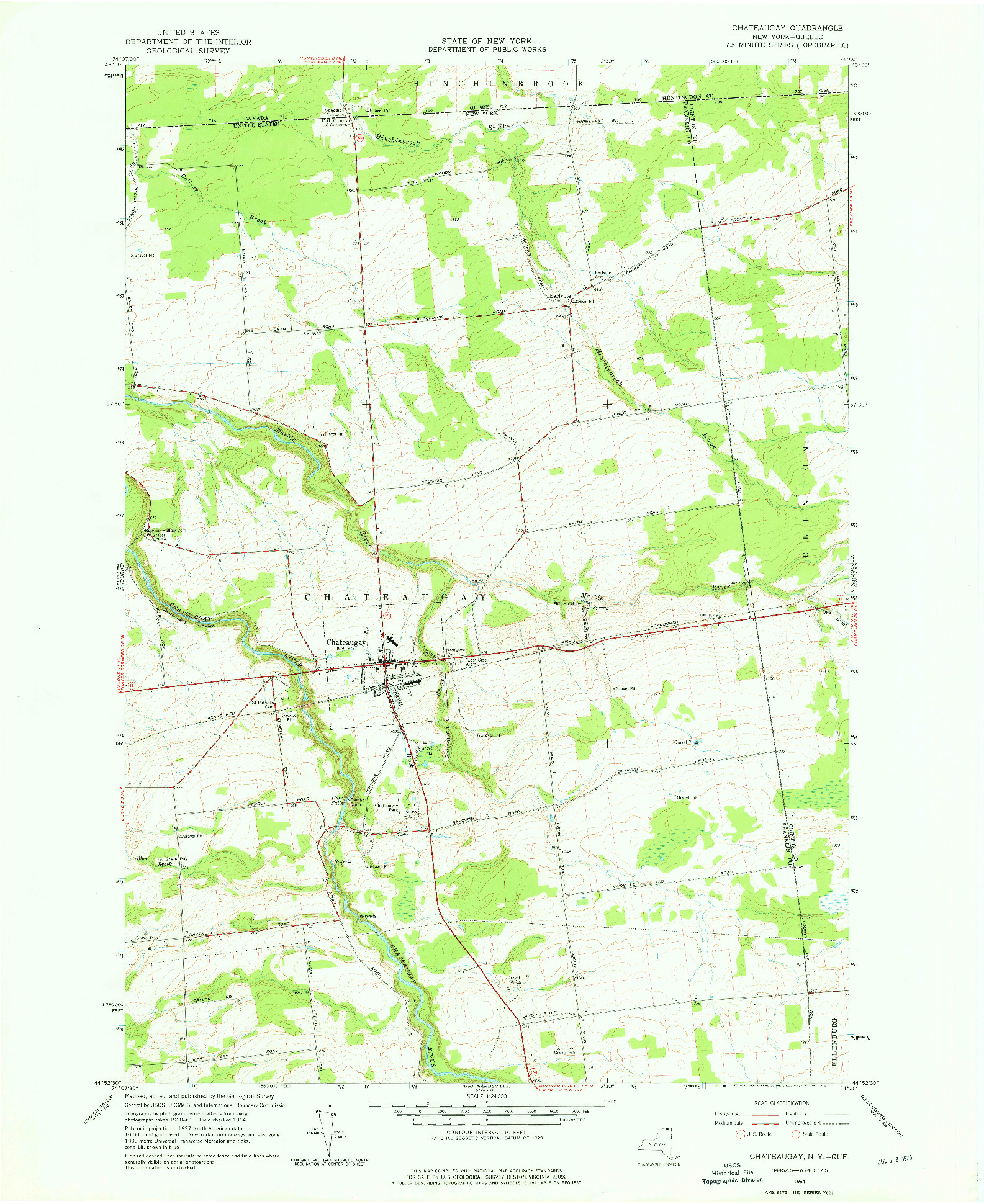 USGS 1:24000-SCALE QUADRANGLE FOR CHATEAUGAY, NY 1964