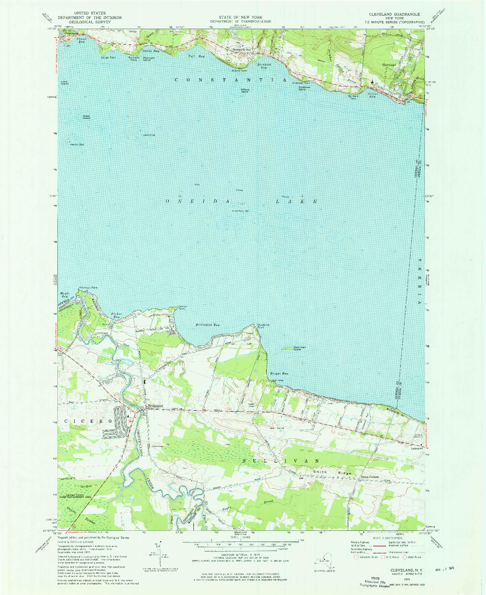 USGS 1:24000-SCALE QUADRANGLE FOR CLEVELAND, NY 1973