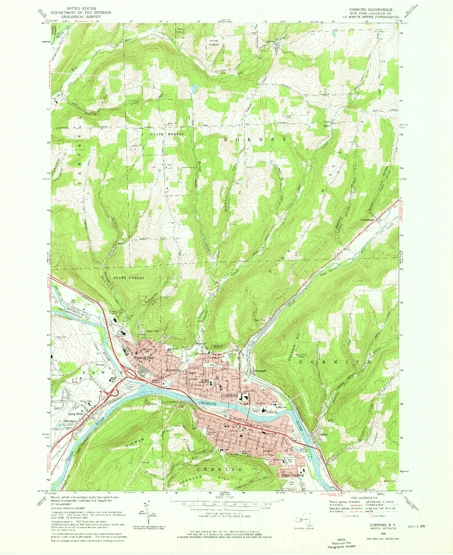 USGS 1:24000-SCALE QUADRANGLE FOR CORNING, NY 1969