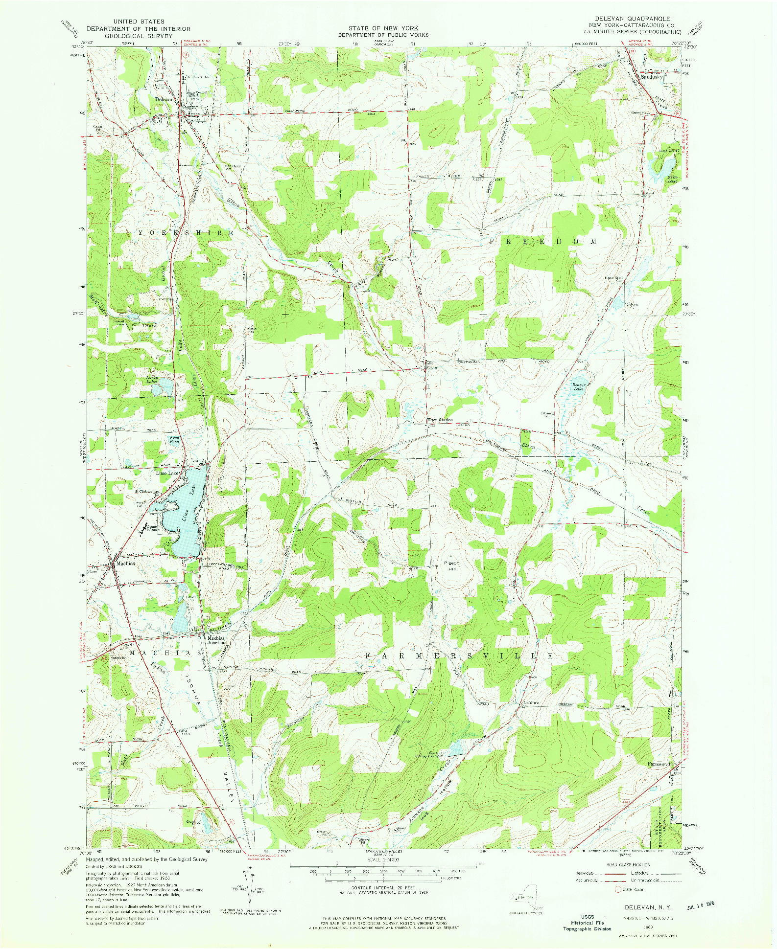USGS 1:24000-SCALE QUADRANGLE FOR DELEVAN, NY 1963